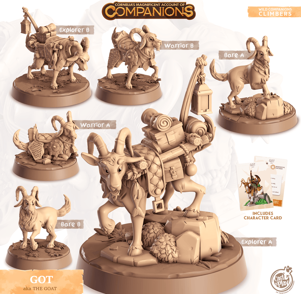 3D Printed Cast n Play Got - Goat Companions 28mm 32mm D&D