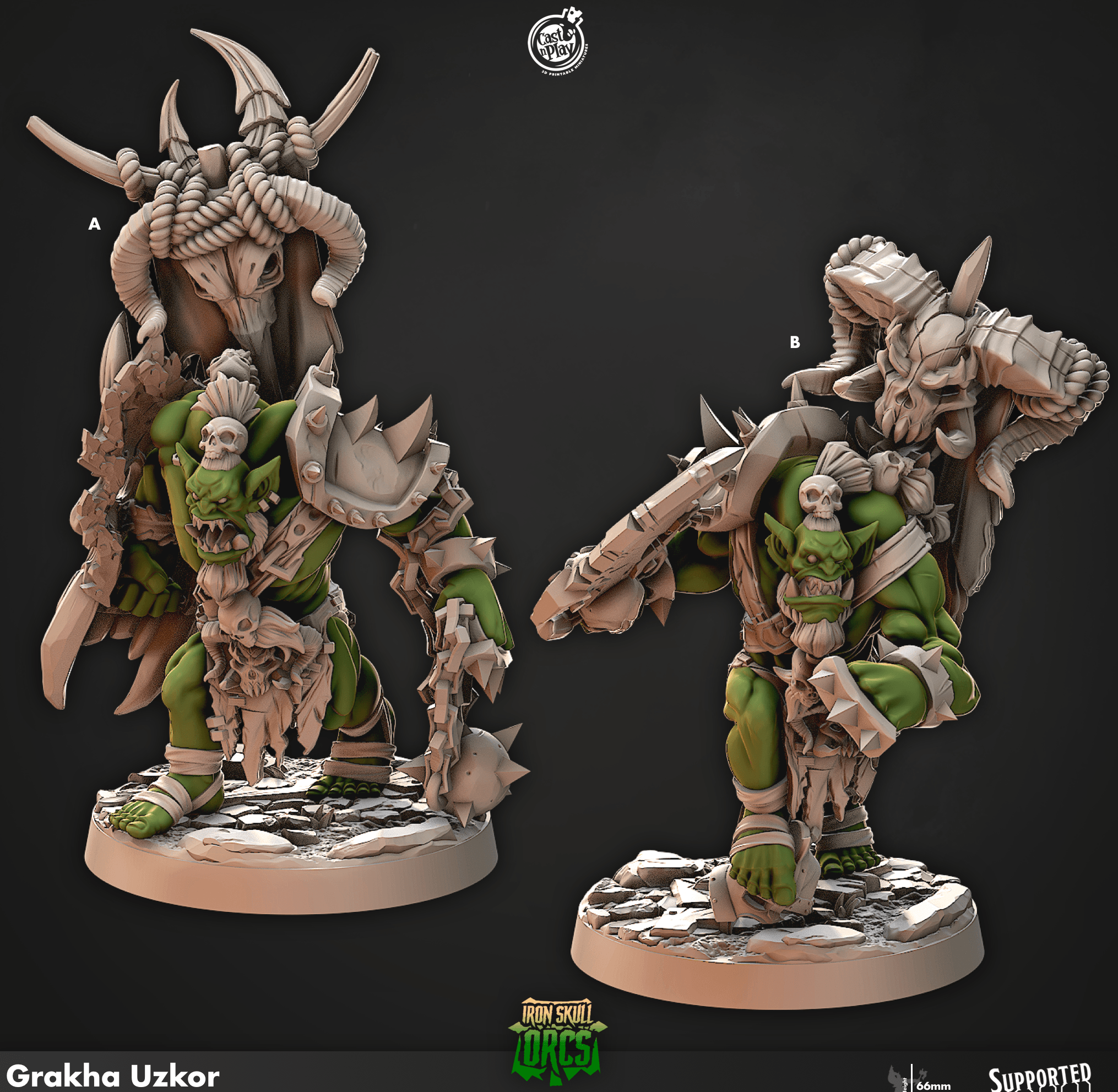 3D Printed Cast n Play Grakha Uzkor Iron Skull Orcs 28mm 32mm D&D