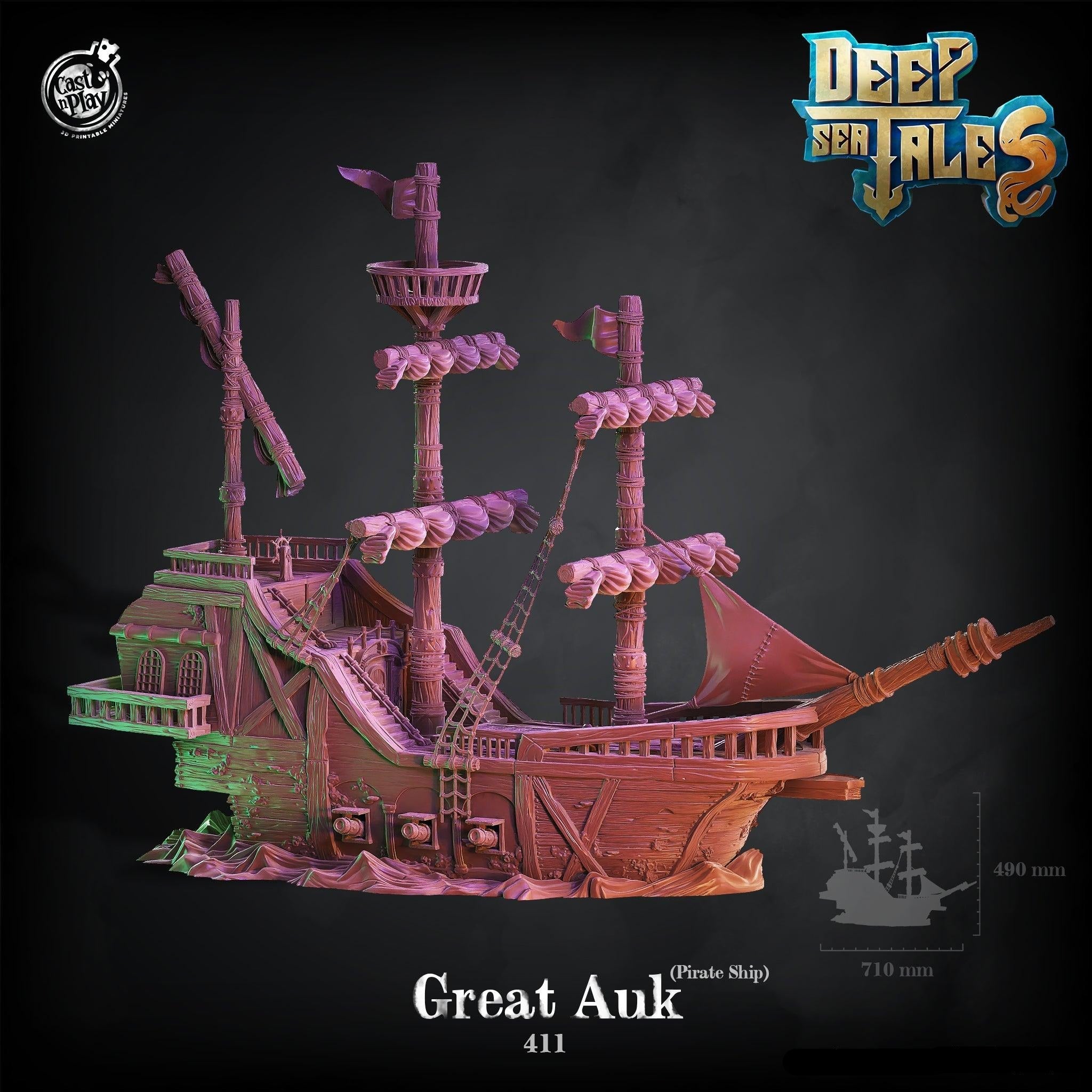 3D Printed Cast n Play Great Auk (Pirate Ship) Huge 28mm 32mm D&D