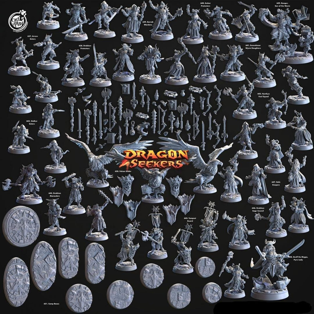 3D Printed Cast n Play Gruff Ho Megas, Pyre Lady Dragon Seekers 28mm 32mm D&D
