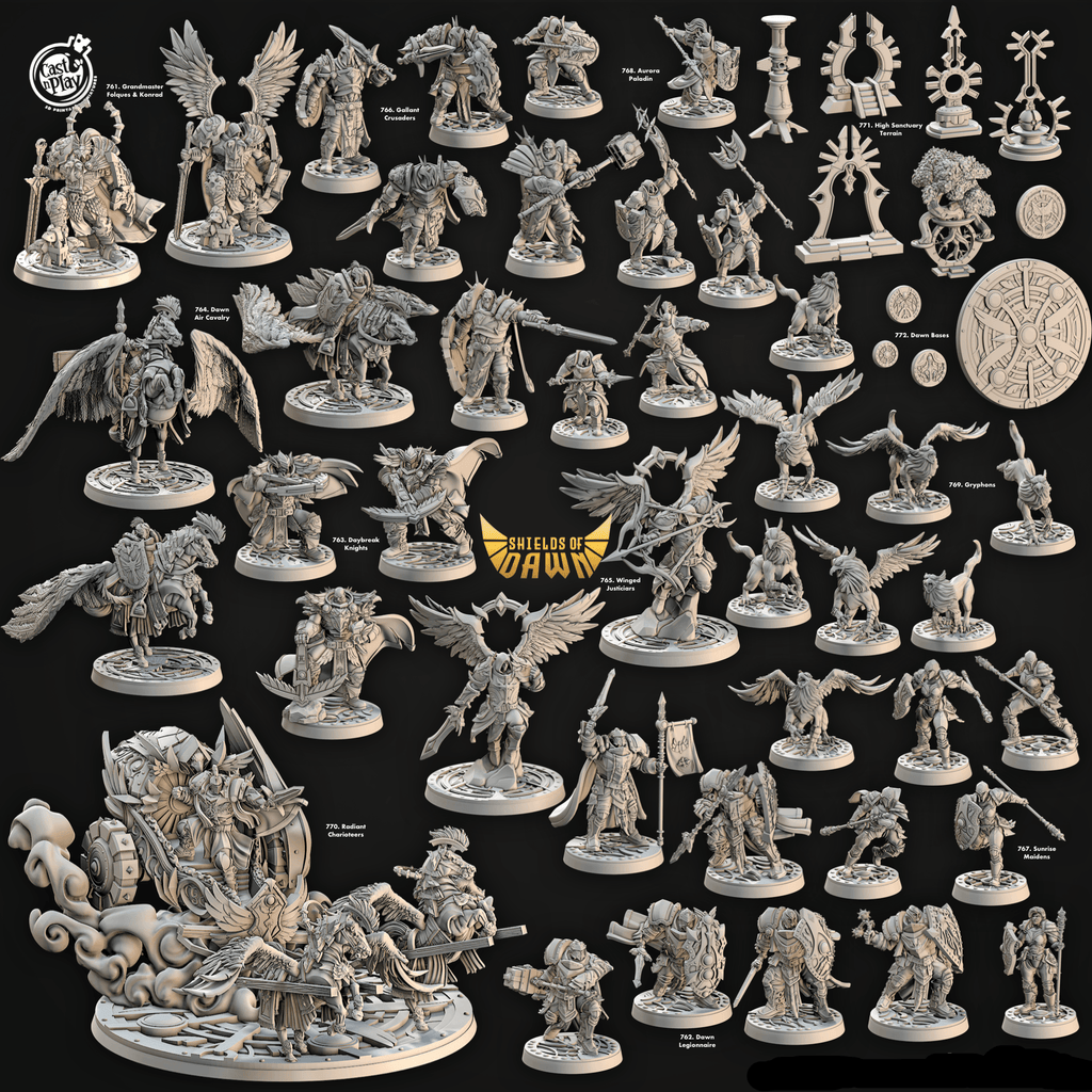 3D Printed Cast n Play Gryphons Shields of Dawn 28mm 32mm D&D