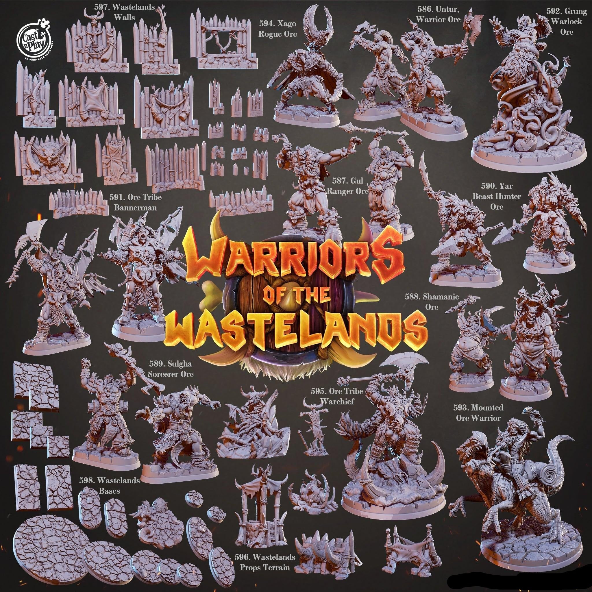 3D Printed Cast n Play Gul Orc Ranger Warriors of the Wastelands 28mm 32mm D&D