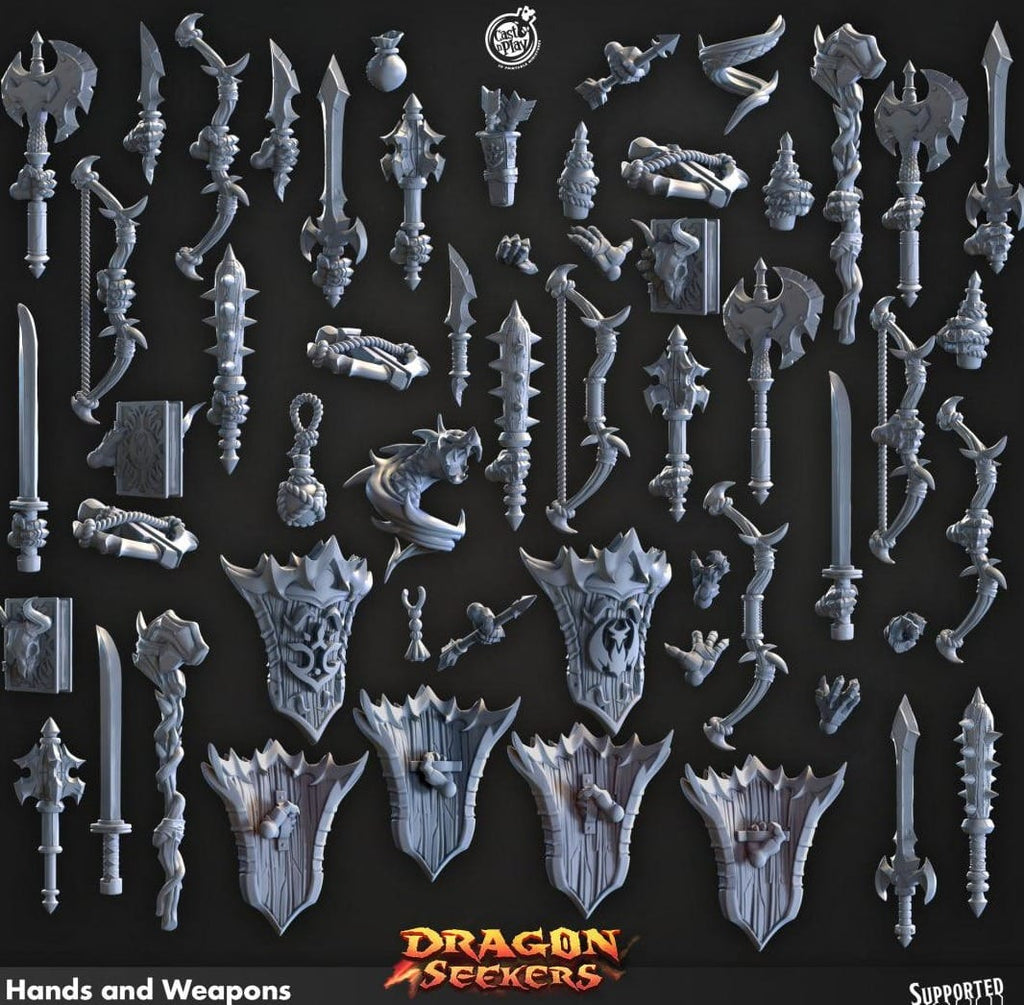 3D Printed Cast n Play Hands and Weapons Dragon Seekers 28mm 32mm D&D