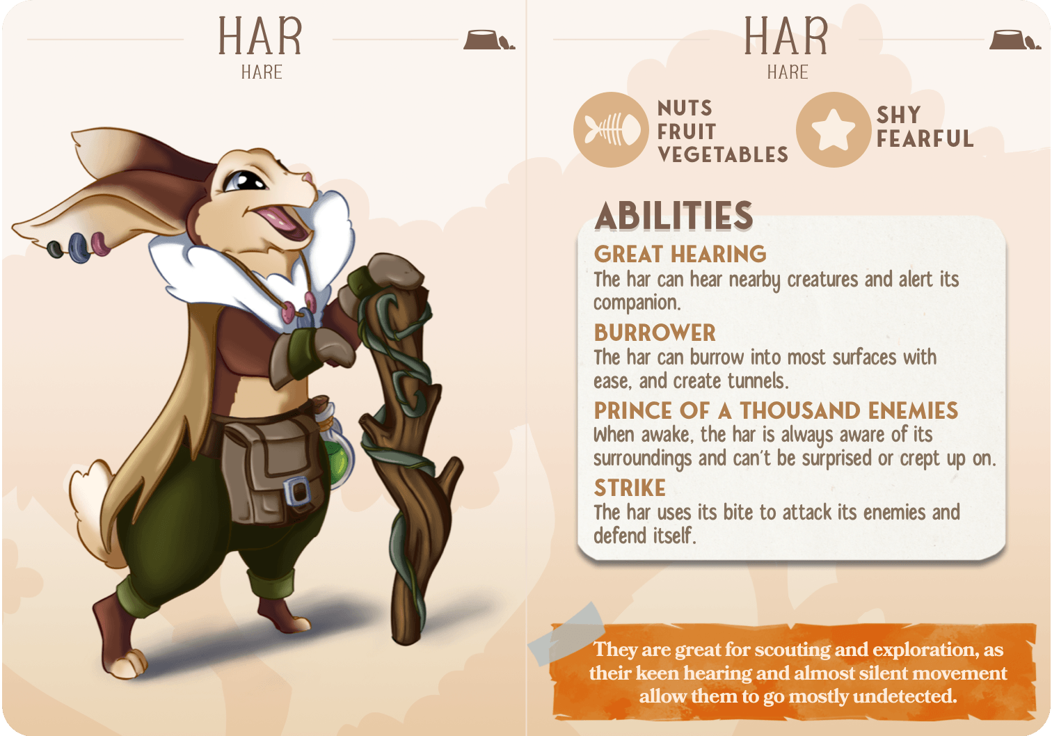 3D Printed Cast n Play Har - Hare Companions 28mm 32mm D&D