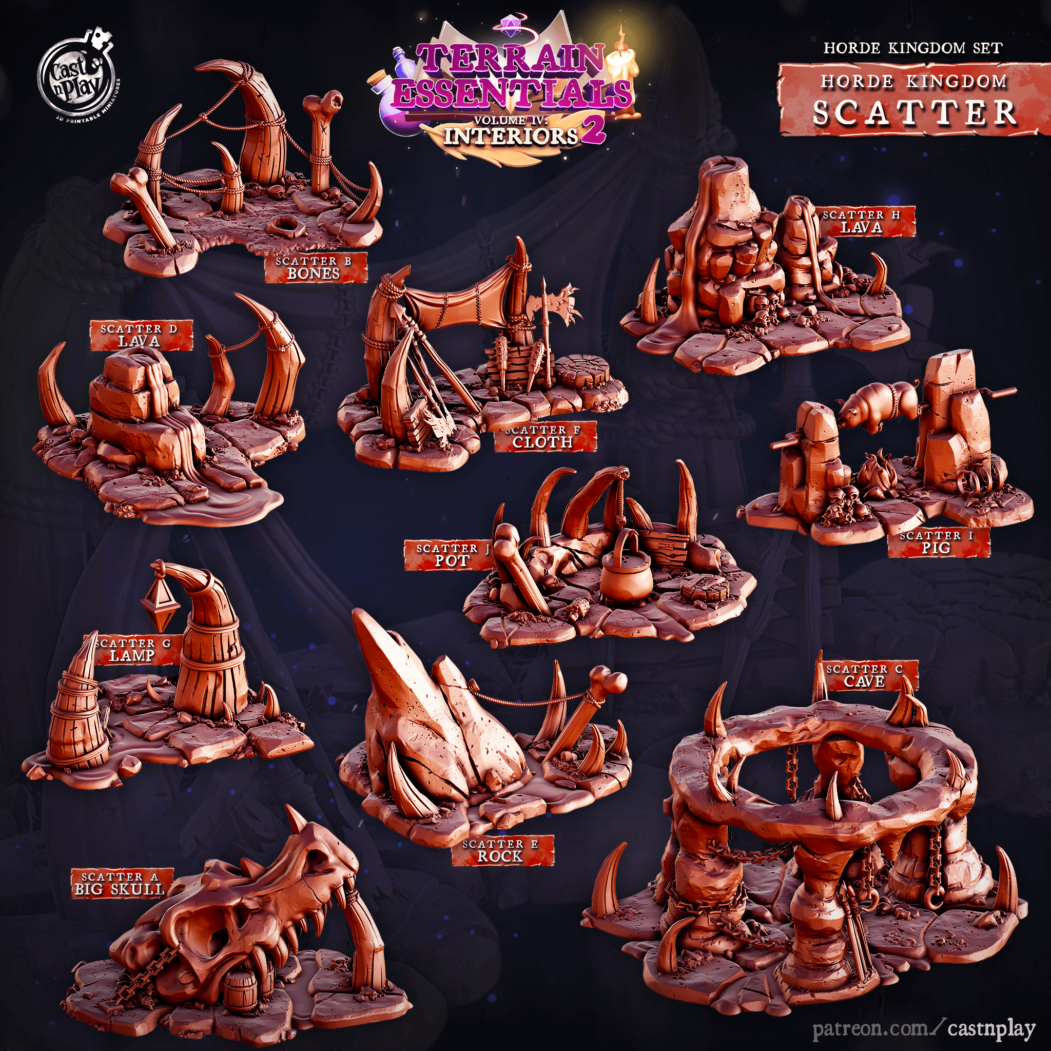 3D Printed Cast n Play Horde Kingdom Scatter Terrain Set 28mm 32mm D&D
