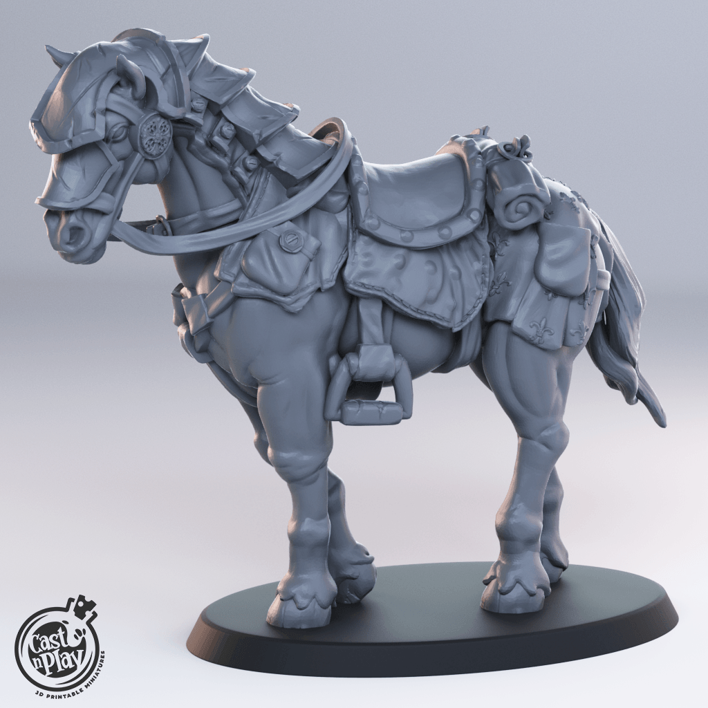 3D Printed Cast n Play Horses  Set Townsfolk 28mm 32mm D&D