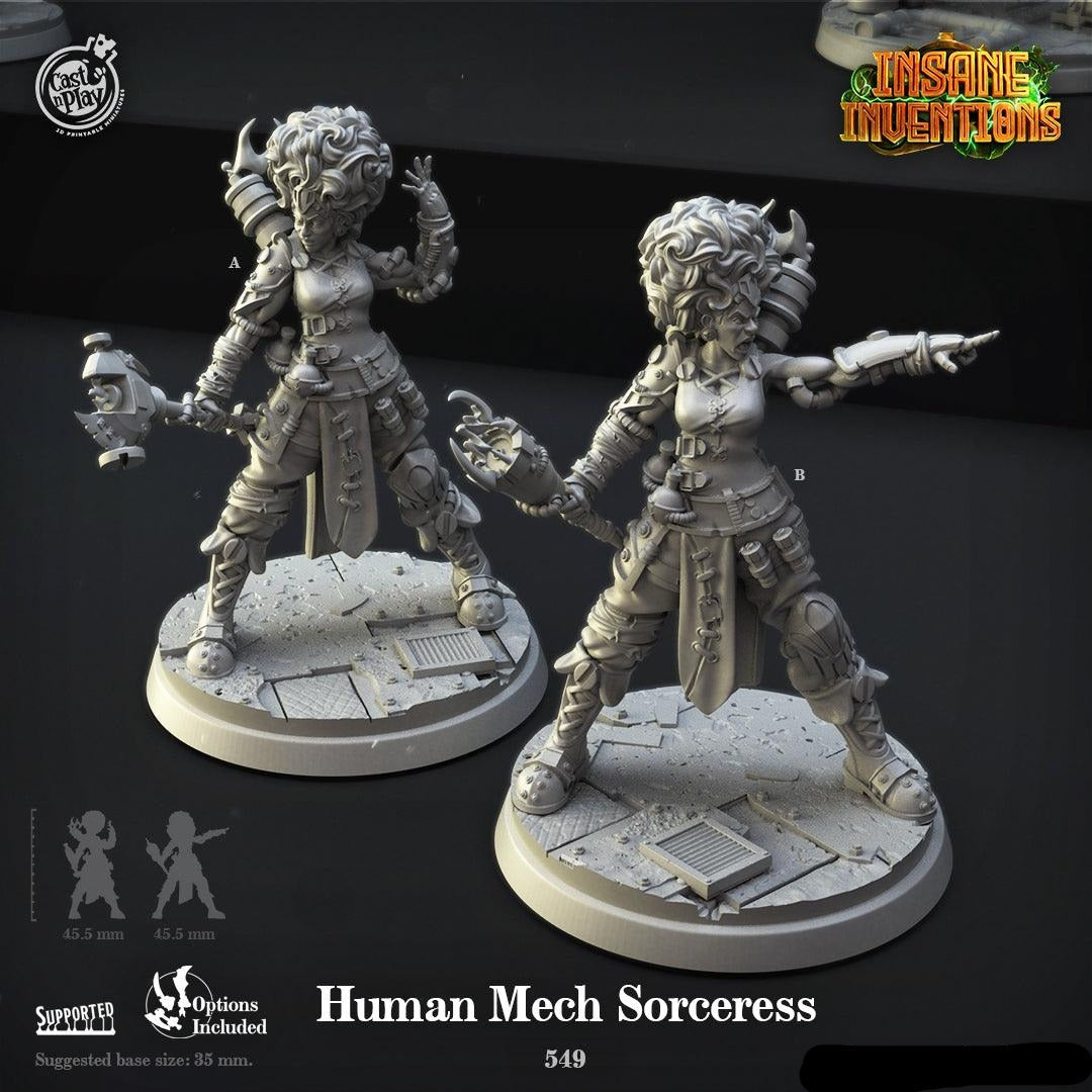 3D Printed Cast n Play Human Mech Sorceress Insane Inventions 28mm 32mm D&D