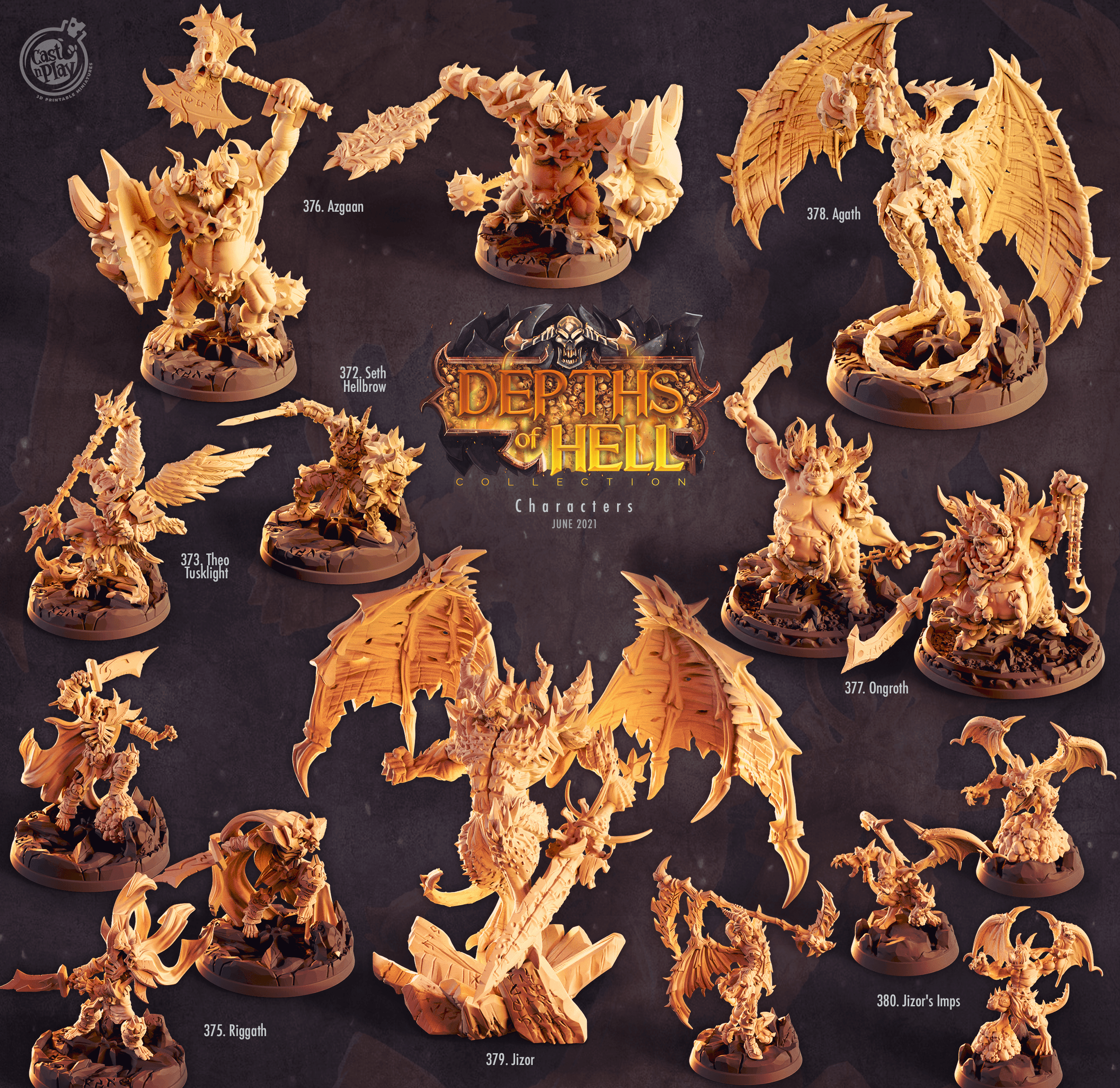 3D Printed Cast n Play Jizor's Imps Depths of Hell 28mm 32mm D&D