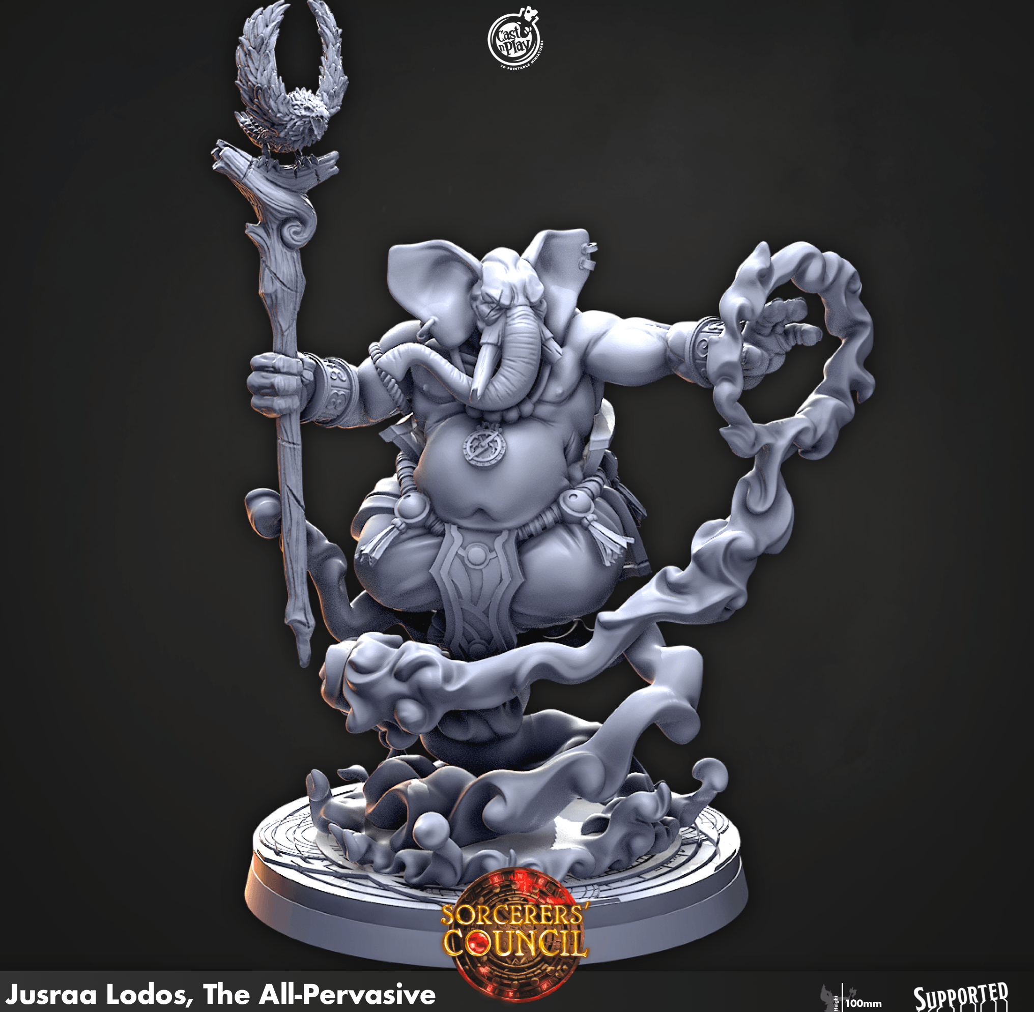 3D Printed Cast n Play Jusraa Lodos, The All-Pervasive Sorcerers Council 28mm 32mm D&D