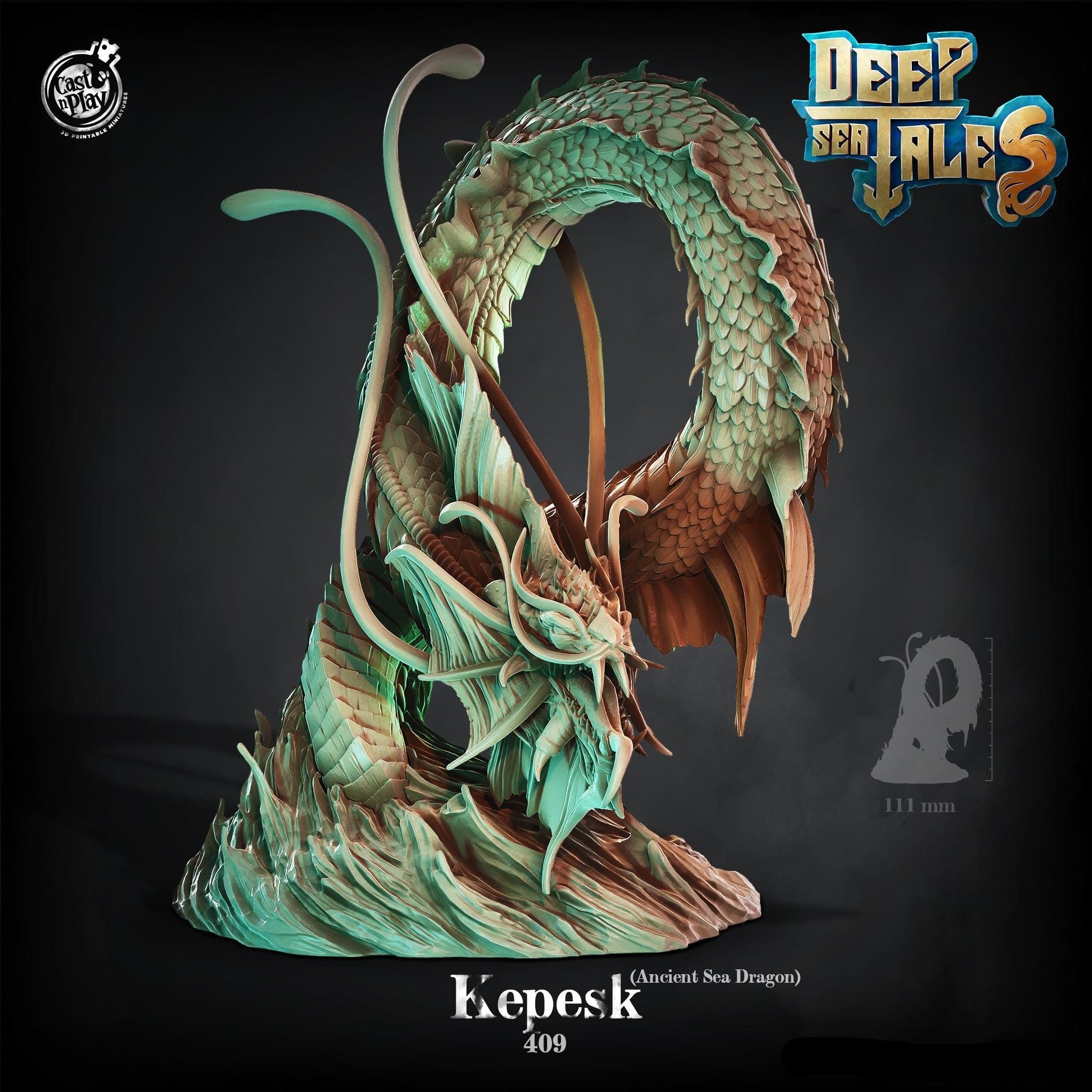 3D Printed Cast n Play Kepesk (Ancient Sea Dragon) 28mm 32mm D&D