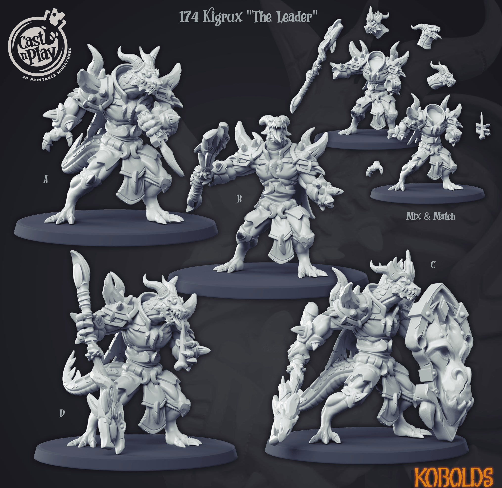 3D Printed Cast n Play Kigrux The Leader Dragon Seekers 28 32mm D&D