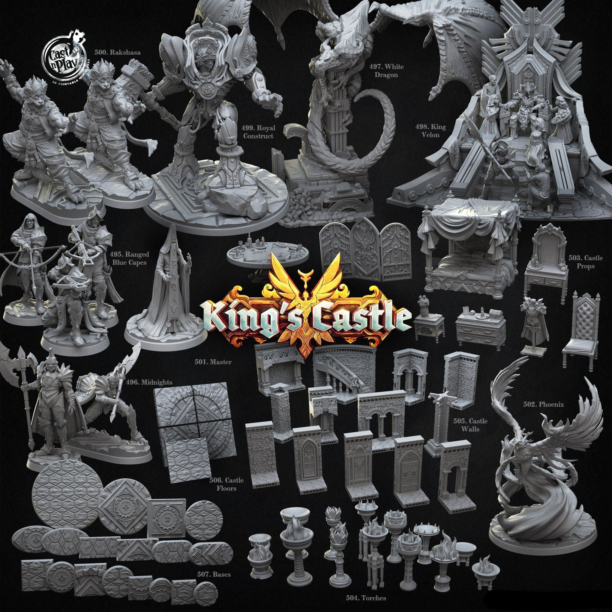3D Printed Cast n Play King Velon King's Castle 28 32mm D&D