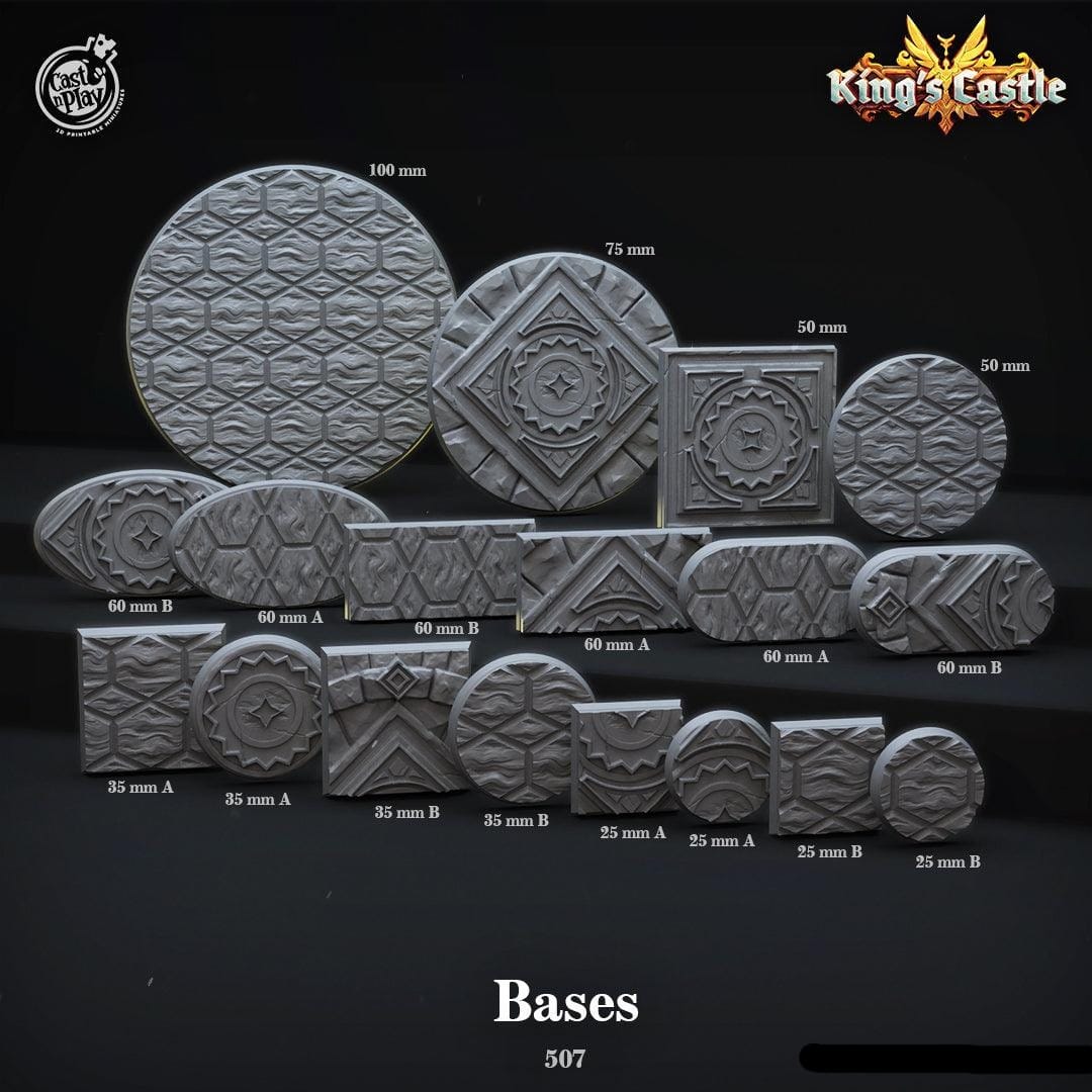 3D Printed Cast n Play King's Castle Bases Set 28mm 32mm D&D