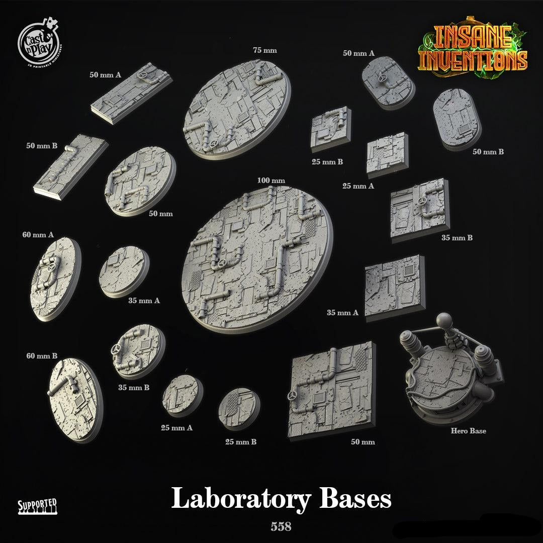 3D Printed Cast n Play Laboratory Bases Set Insane Inventions 28mm 32mm D&D