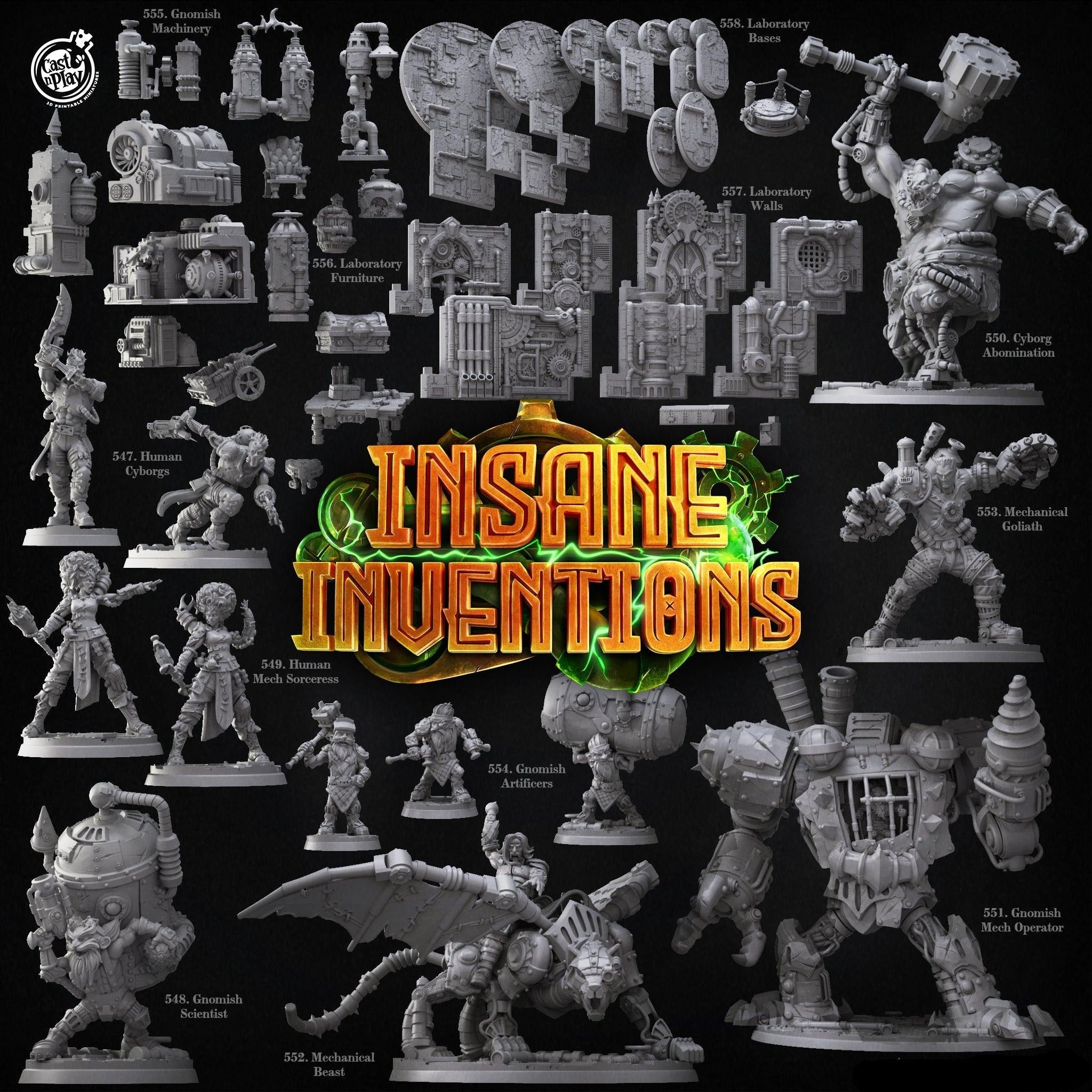 3D Printed Cast n Play Laboratory Furniture Insane Inventions 28mm 32mm D&D