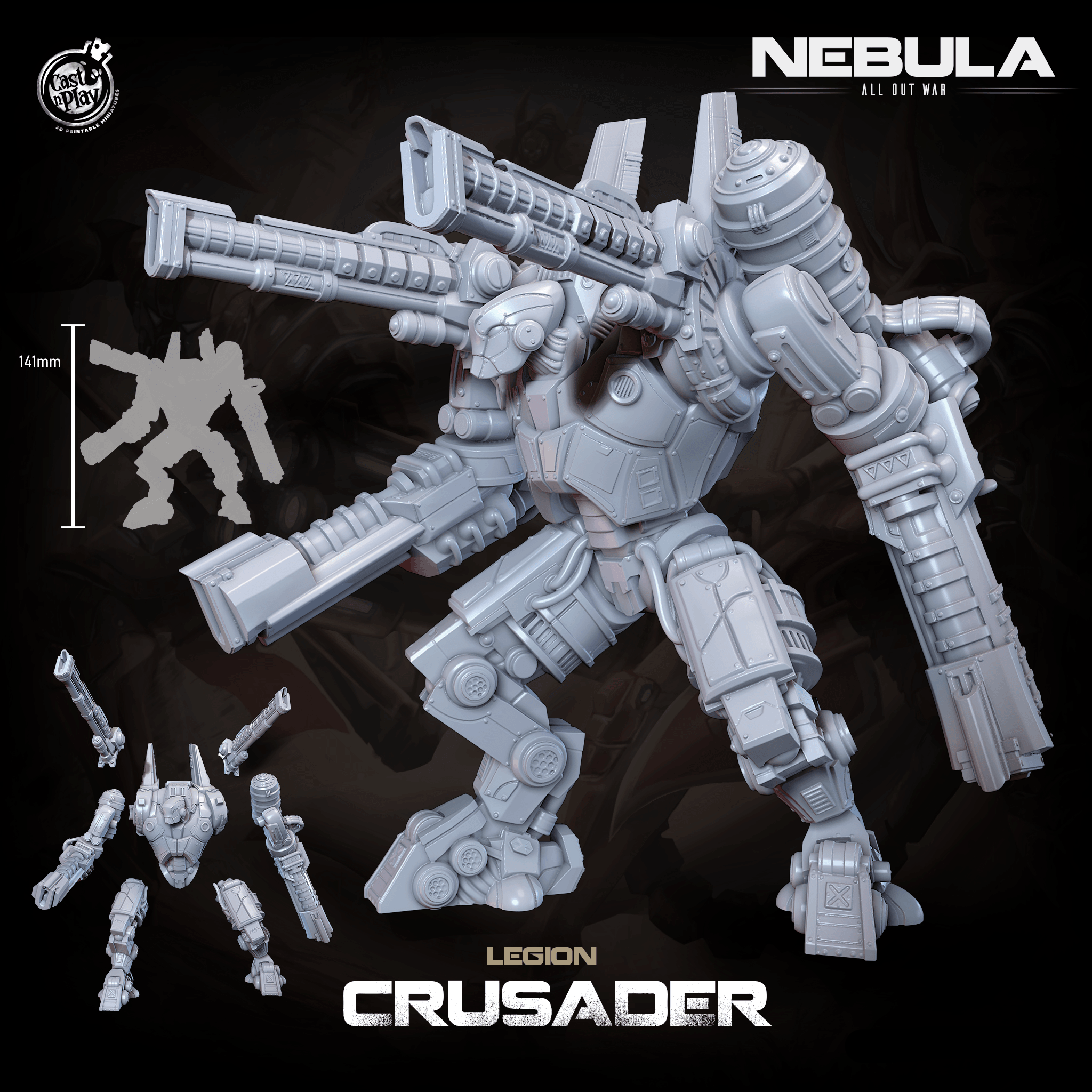 3D Printed Cast n Play Legion Crusader (Titan) Nebula All Out War 28mm 32mm D&D