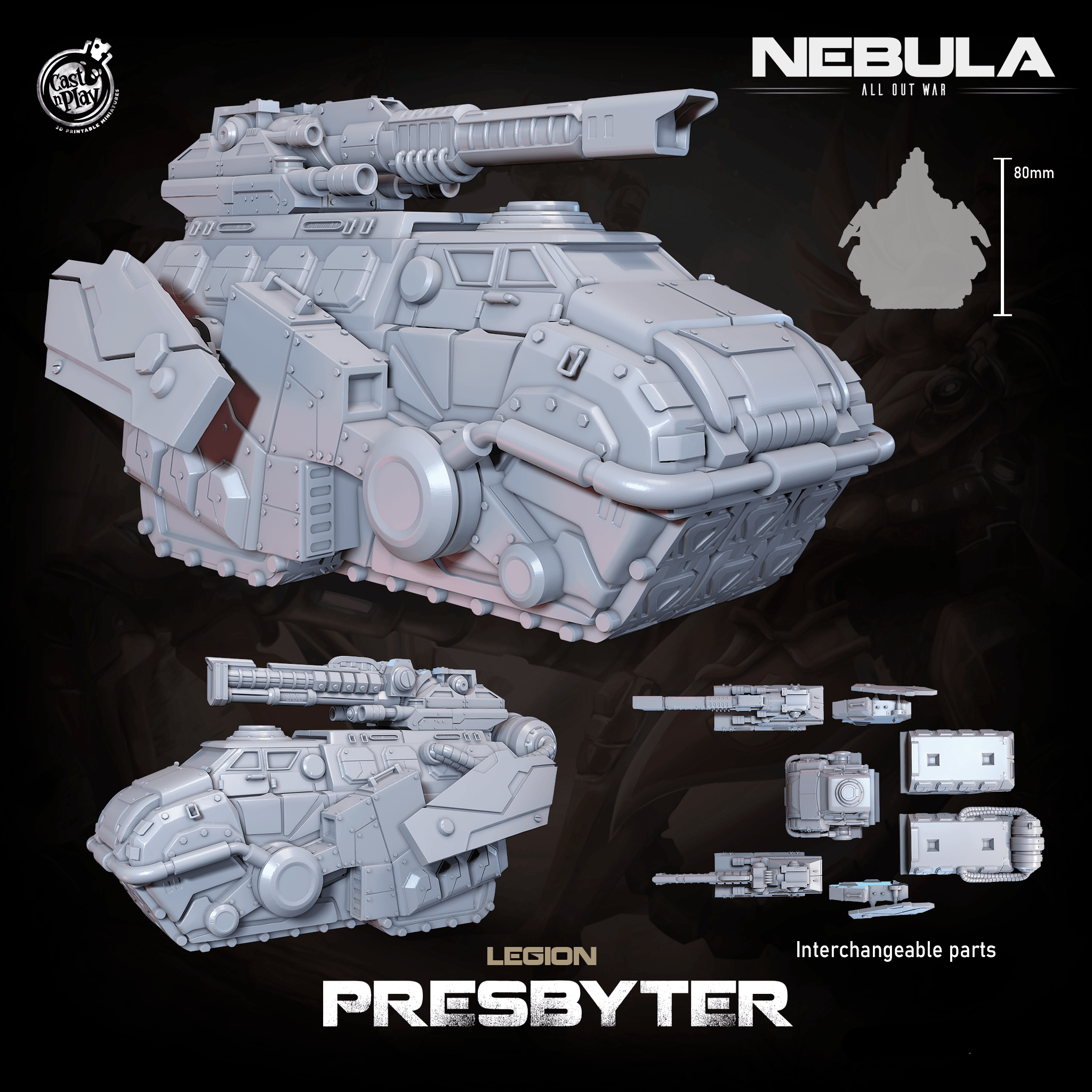 3D Printed Cast n Play Legion Presbyter (Tank) Nebula All Out War 28mm 32mm D&D