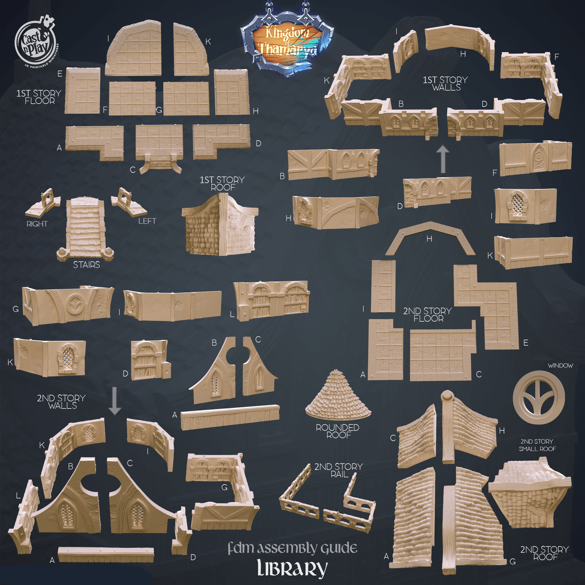 3D Printed Cast n Play Library Kingdom Of Thamarya 28mm 32mm D&D
