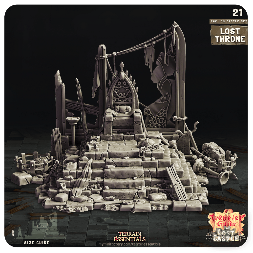3D Printed Cast n Play Lost Throne The Lost Castle Terrain Set 28mm 32mm D&D