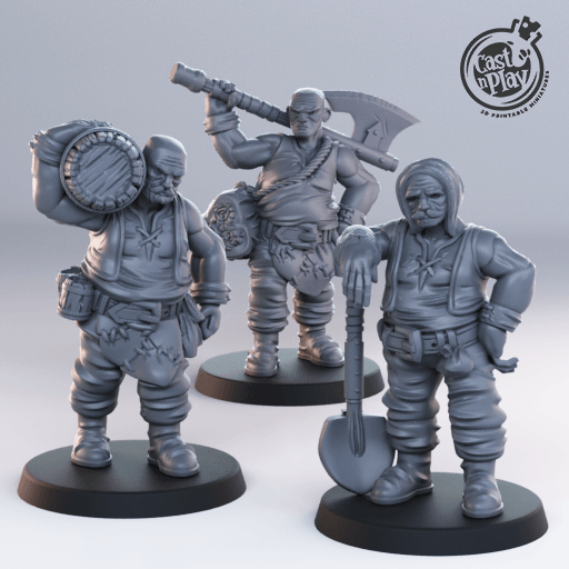 3D Printed Cast n Play Male Townsfolk Townsfolk 28mm 32mm D&D