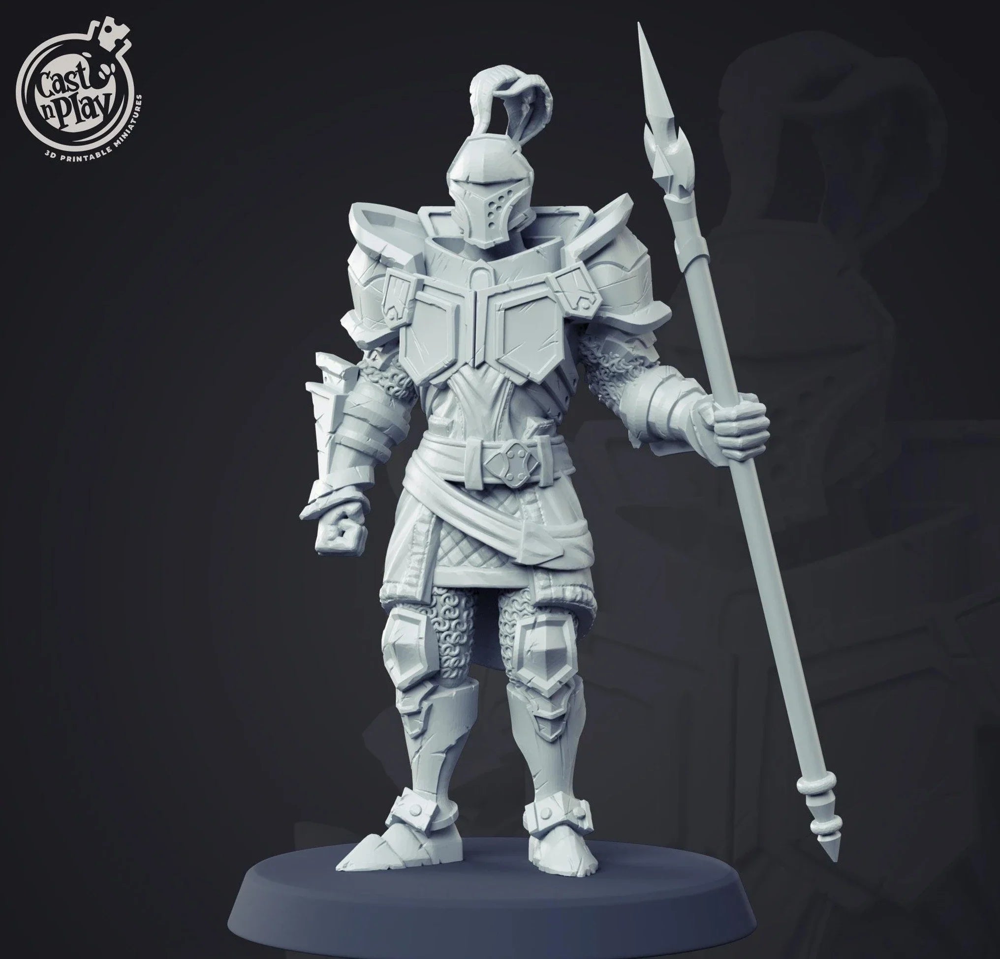 3D Printed Cast n Play Medieval Knight 28mm 32mm D&D