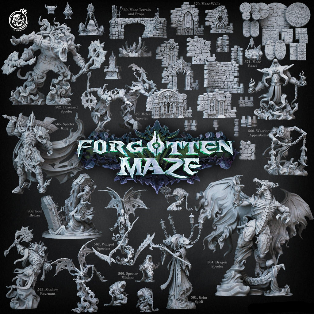3D Printed Cast n Play Melee Specter Forgotten Maze 28mm 32mm D&D