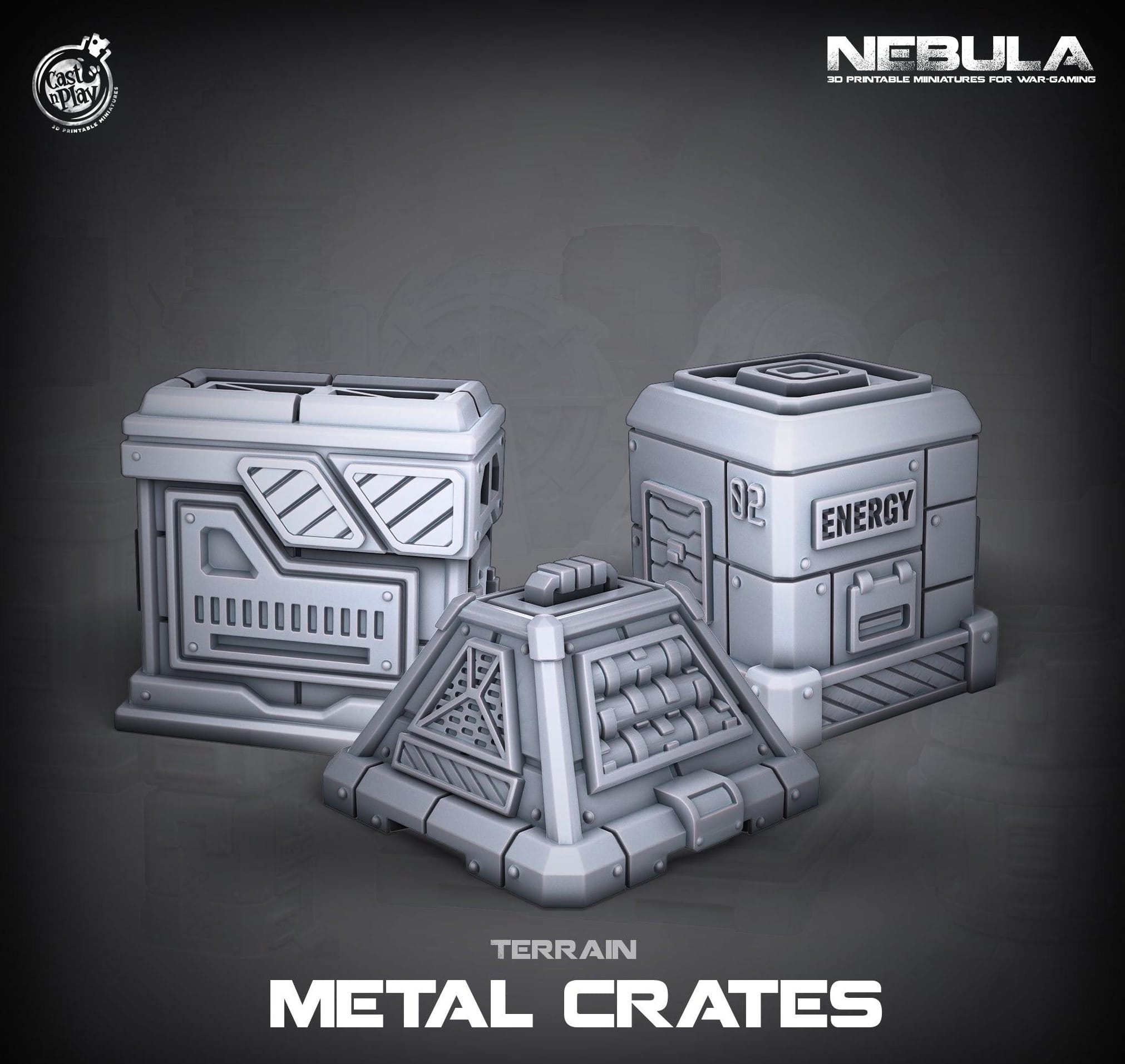3D Printed Cast n Play Metal Crates Nebula Origins 28mm 32mm D&D