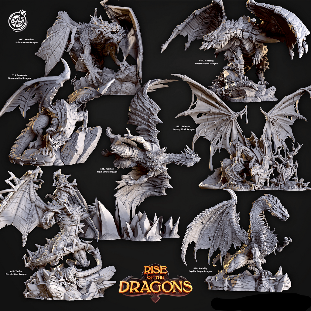 3D Printed Cast n Play Mezsarg Desert Brown Dragon Rise of the Dragons 28 32mm D&D