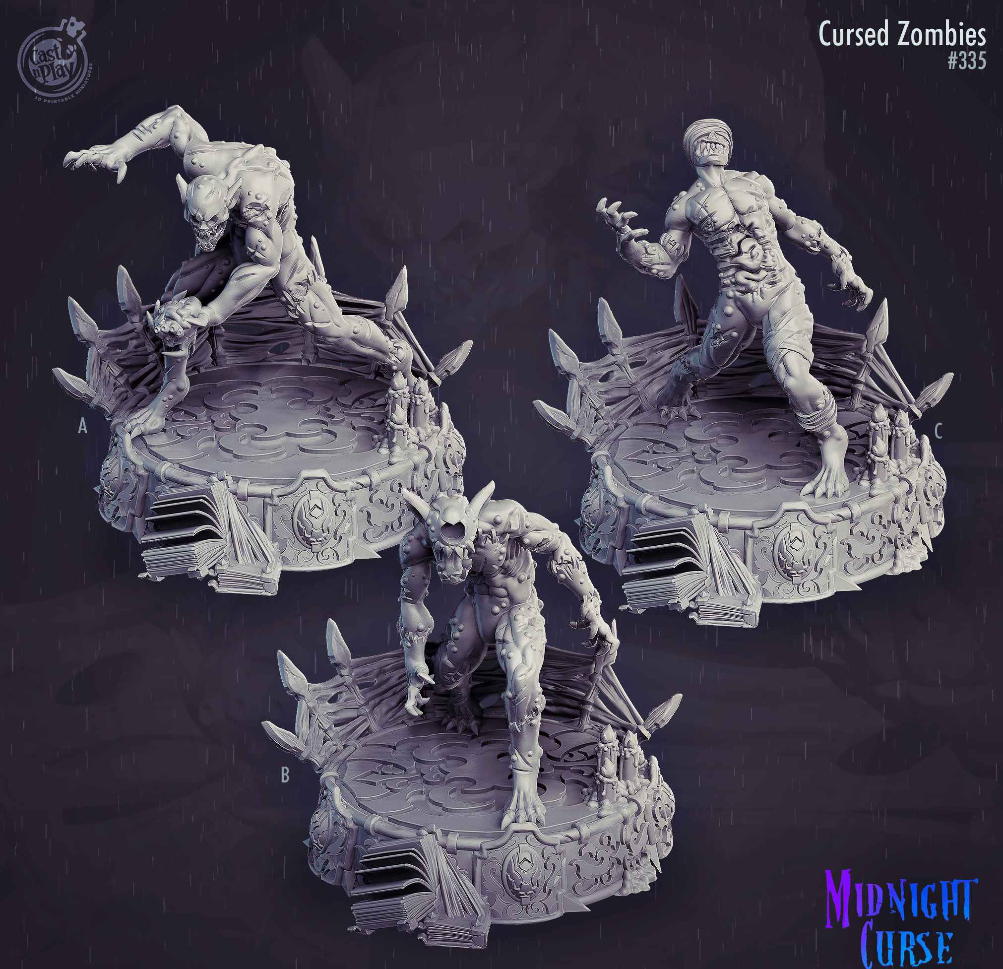 3D Printed Cast n Play Midnight Curse - Cursed Zombies 28mm 32mm D&D