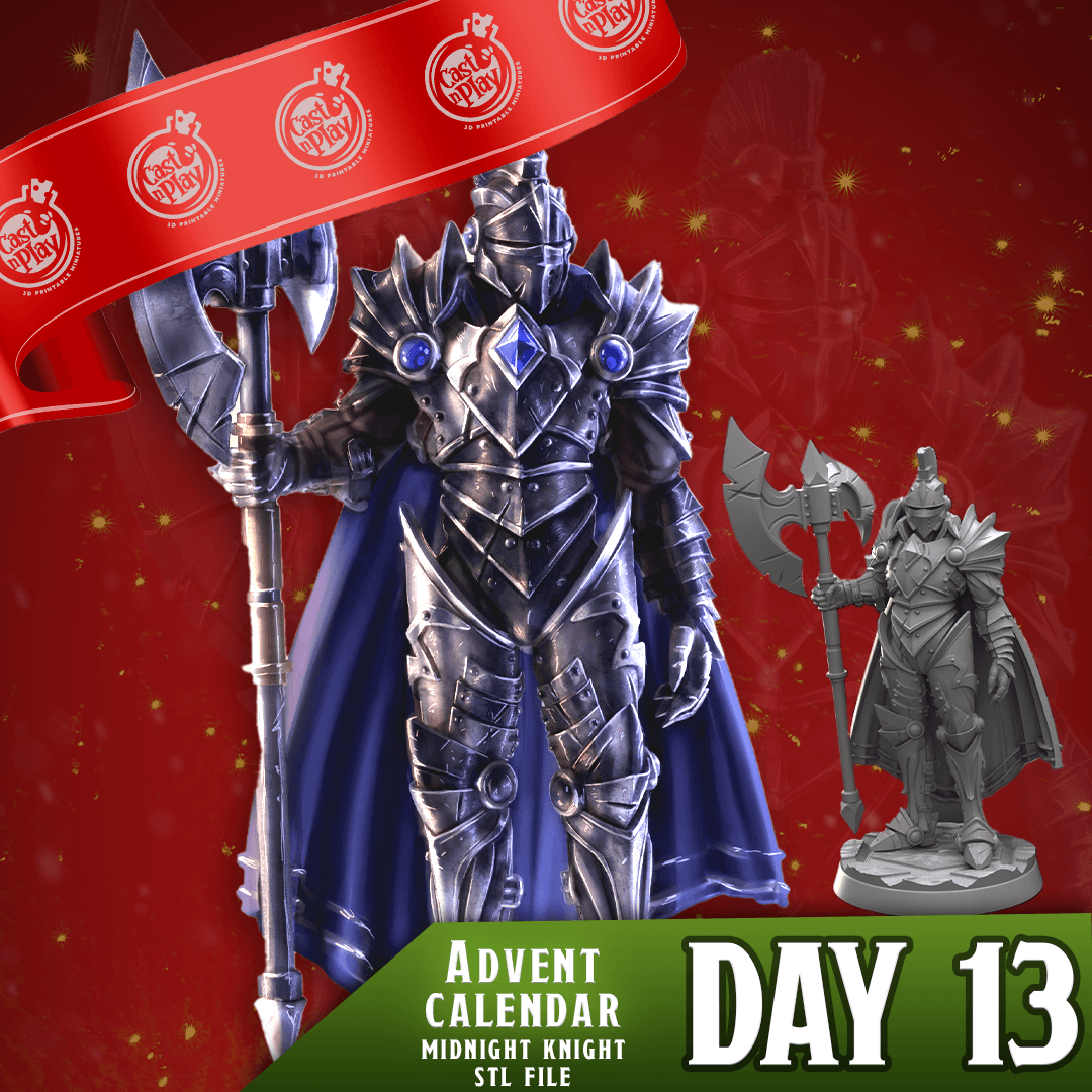 3D Printed Cast n Play Midnight Knight 28mm 32mm D&D