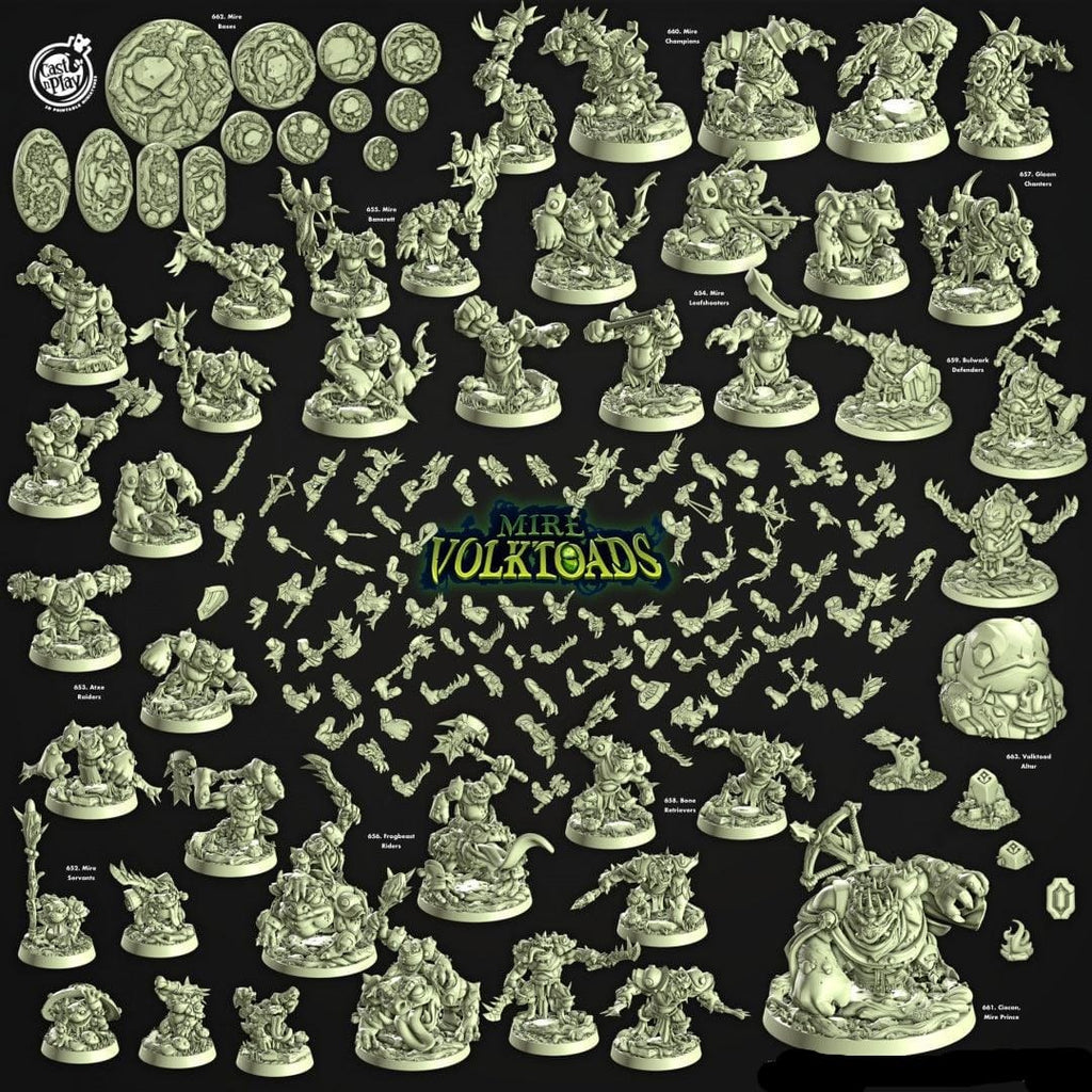 3D Printed Cast n Play Mire Champions Mire Volktoads Set 28mm 32mm D&D