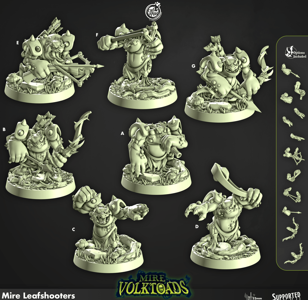 3D Printed Cast n Play Mire Leafshooters -Mire Volktoads  28mm 32mm D&D