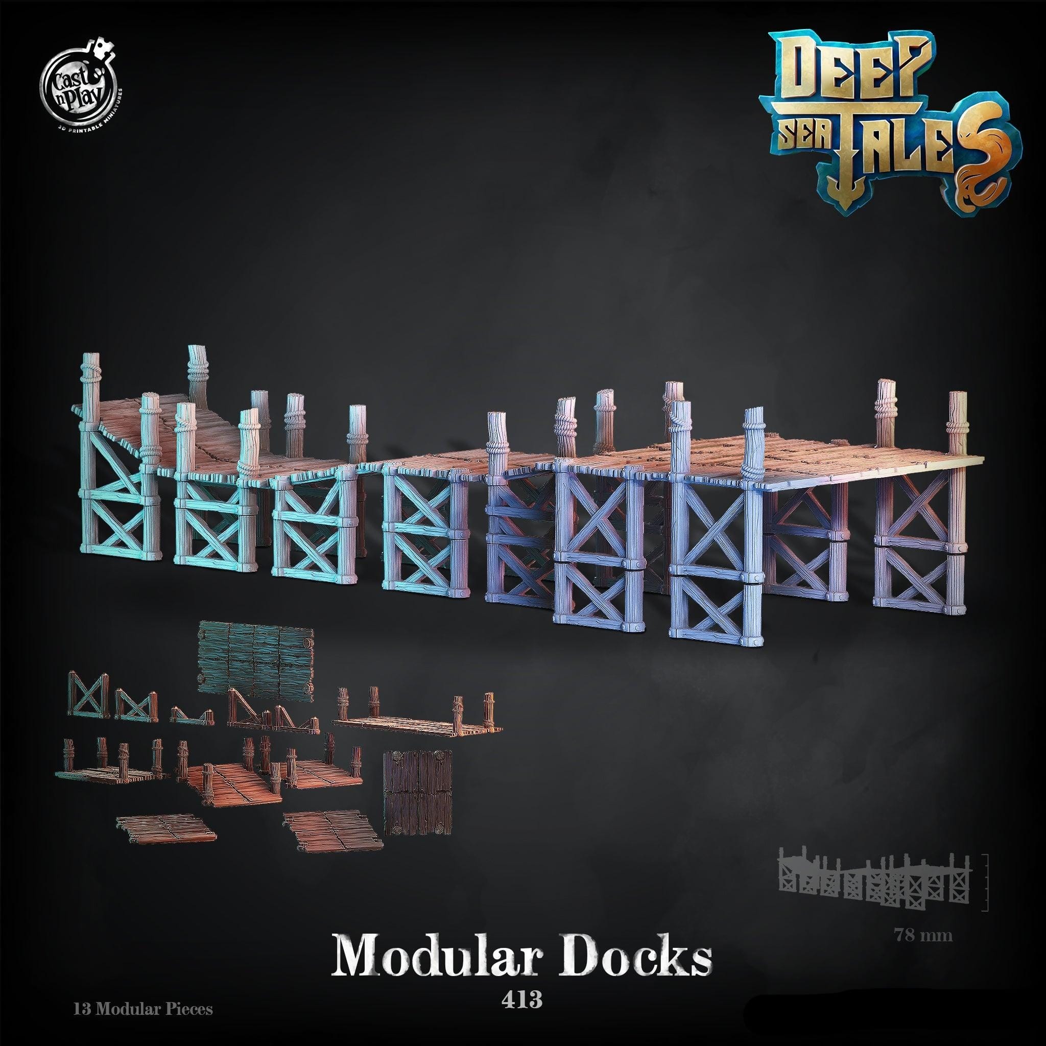 3D Printed Cast n Play Modular Docks Deep Sea Tales 28mm 32mm D&D