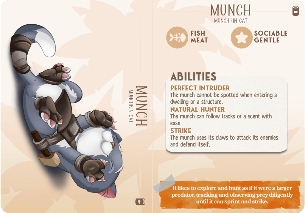 3D Printed Cast n Play Munch - Munchkin Cat Companions 28mm 32mm D&D