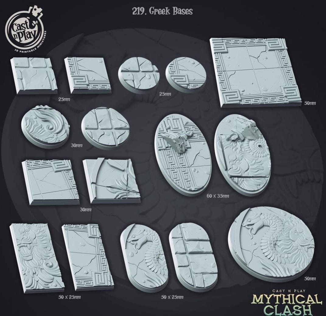 3D Printed Cast n Play Mythical Clash - Greek Bases Set 28mm 32mm D&D