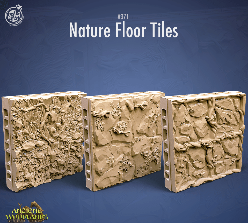 3D Printed Cast n Play Nature Floor Tiles Ancient Woodlands - 28mm 32mm D&D