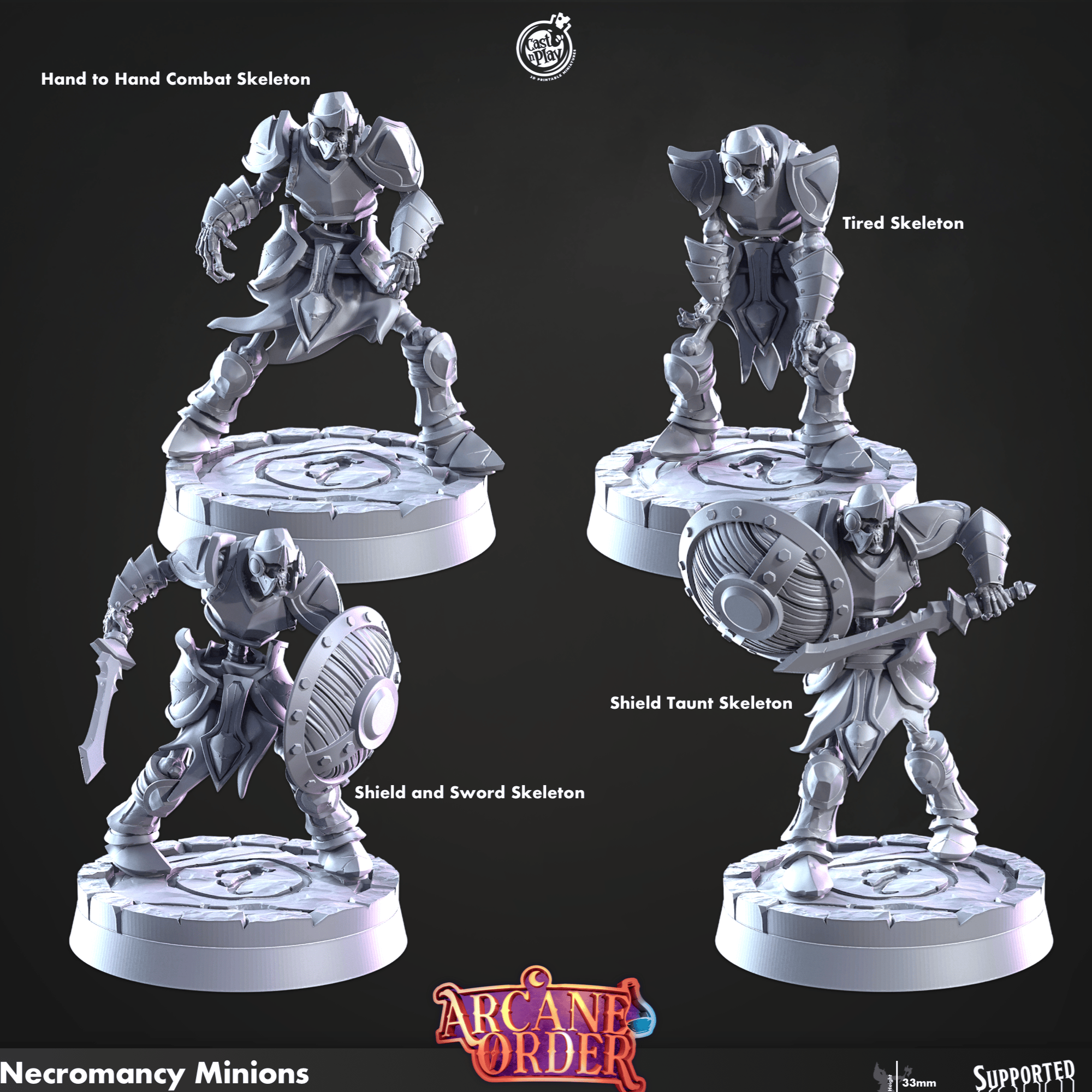 3D Printed Cast n Play Necromancy Minions 28mm 32mm D&D