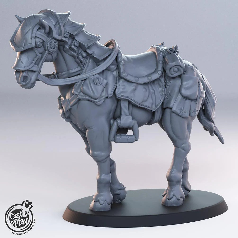 3D Printed Cast n Play Noble Horse 28mm 32mm D&D