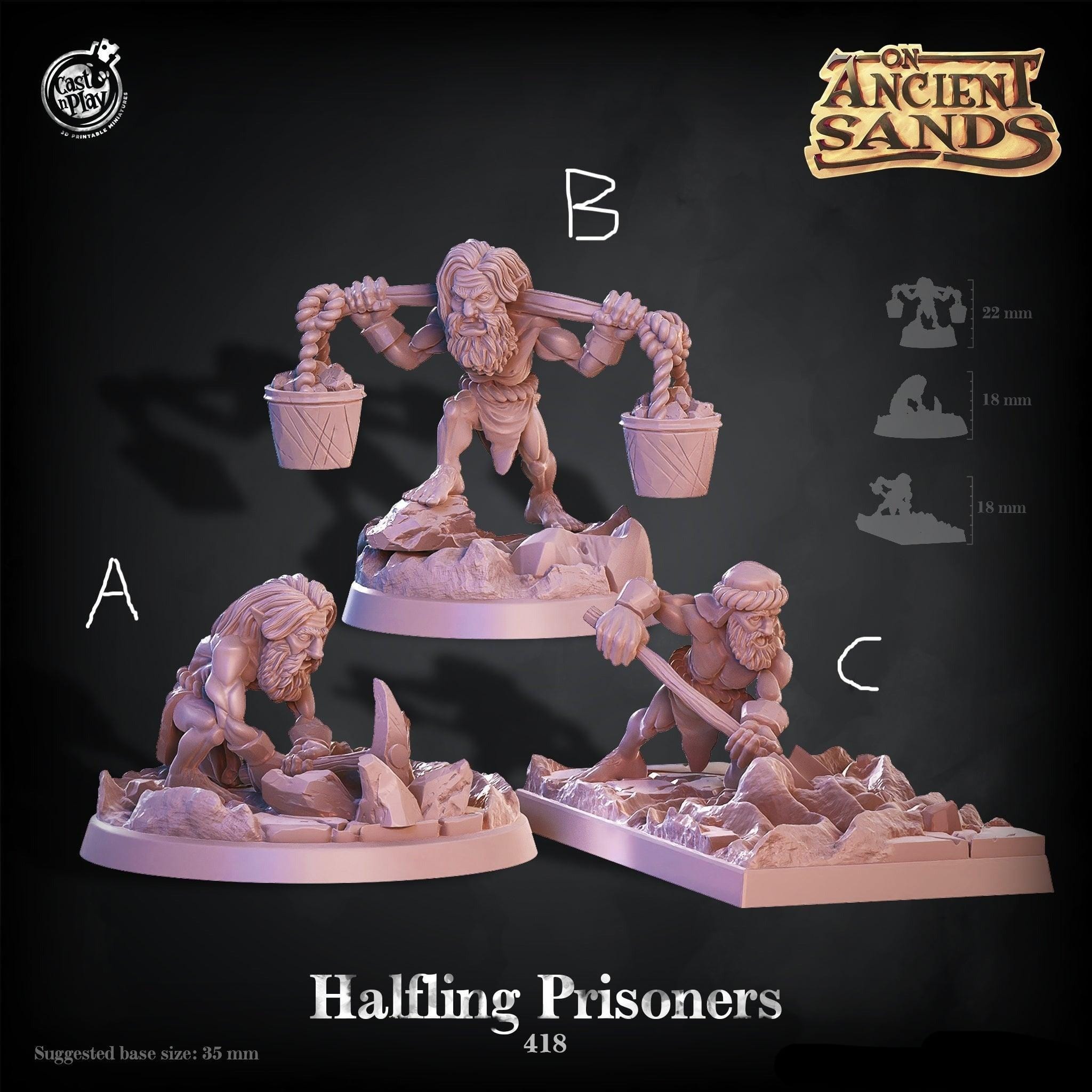 3D Printed Cast n Play On Ancient Sands - Halfling Prisoners 28mm 32mm D&D