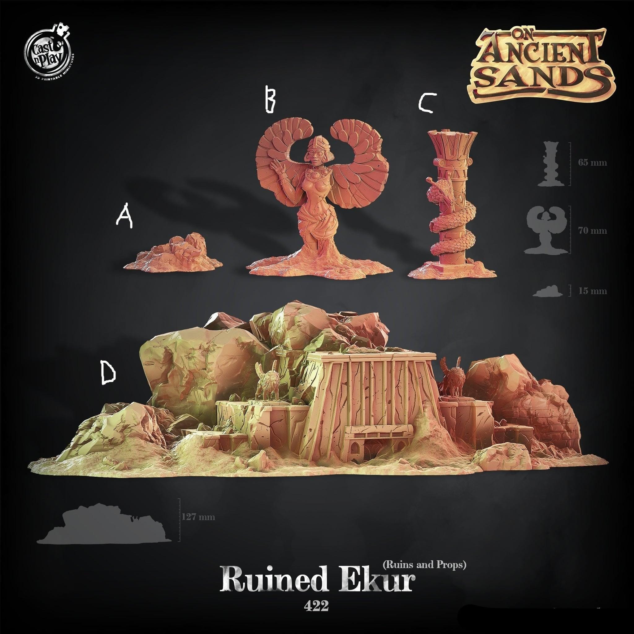 3D Printed Cast n Play On Ancient Sands - Ruined Ekur 28mm 32mm D&D
