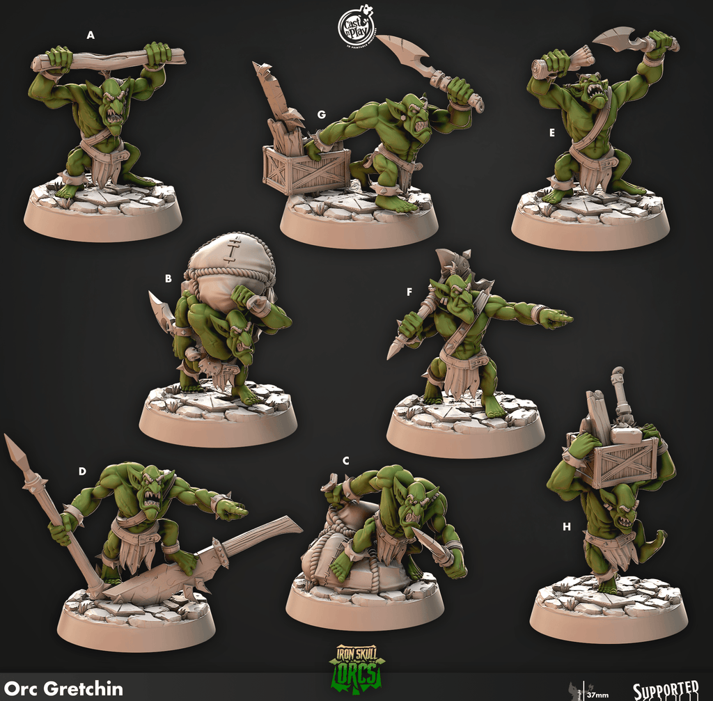 3D Printed Cast n Play Orc Gretchins Iron Skull Orcs 28mm 32mm D&D