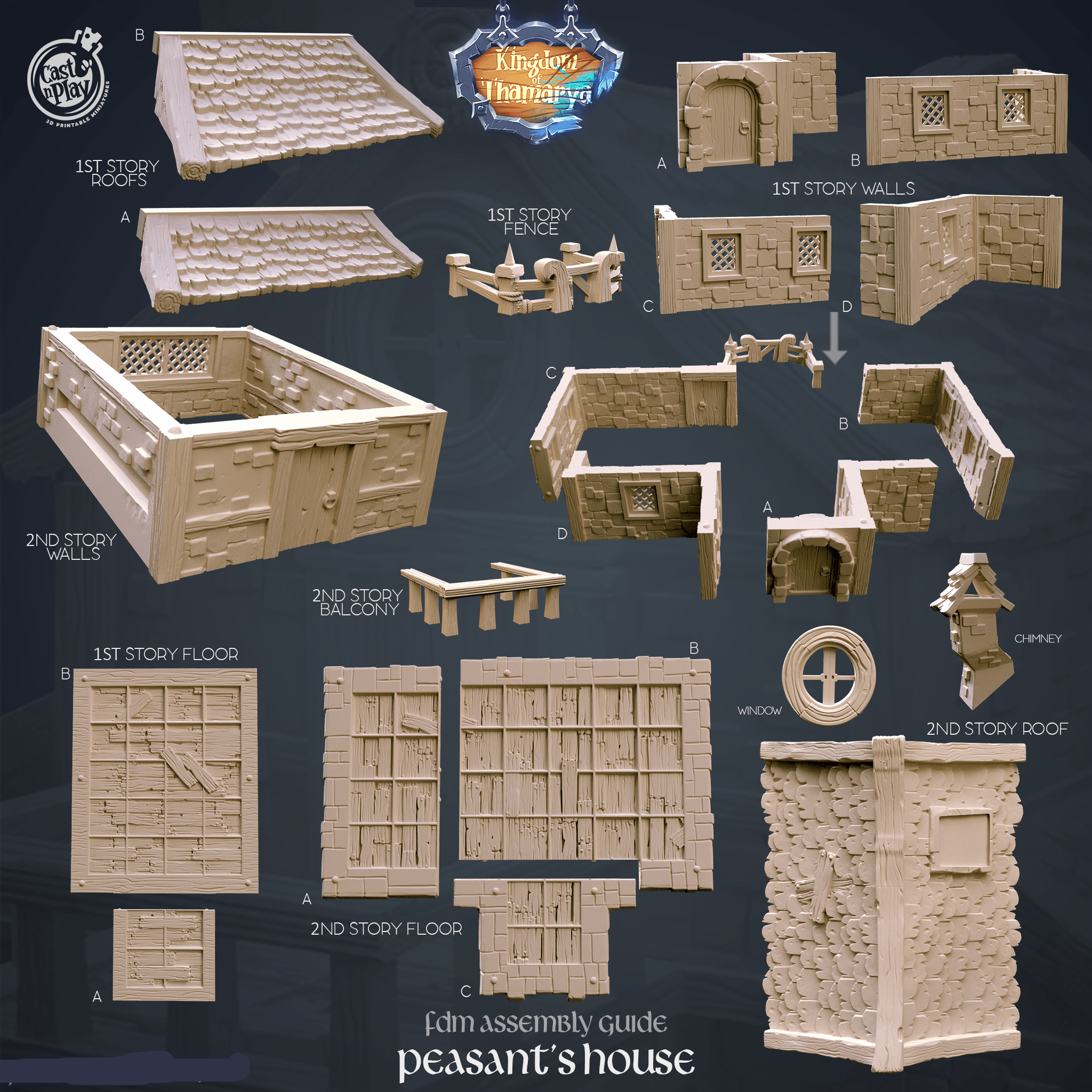 3D Printed Cast n Play Peasant's House Kingdom Of Thamarya 28mm 32mm D&D