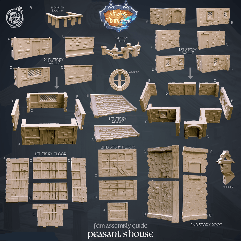 3D Printed Cast n Play Peasant's House Kingdom Of Thamarya 28mm 32mm D&D
