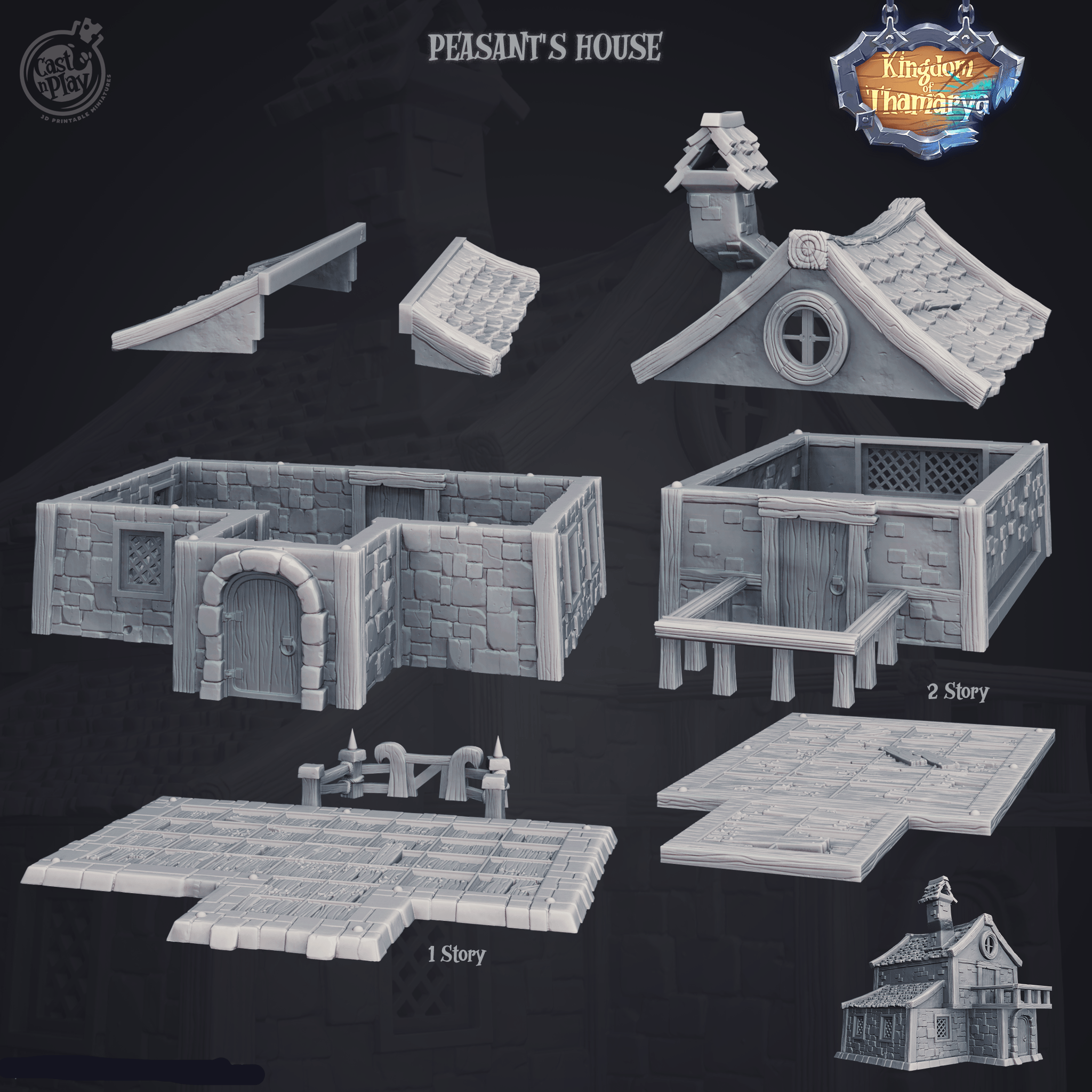 3D Printed Cast n Play Peasant's House Kingdom Of Thamarya 28mm 32mm D&D