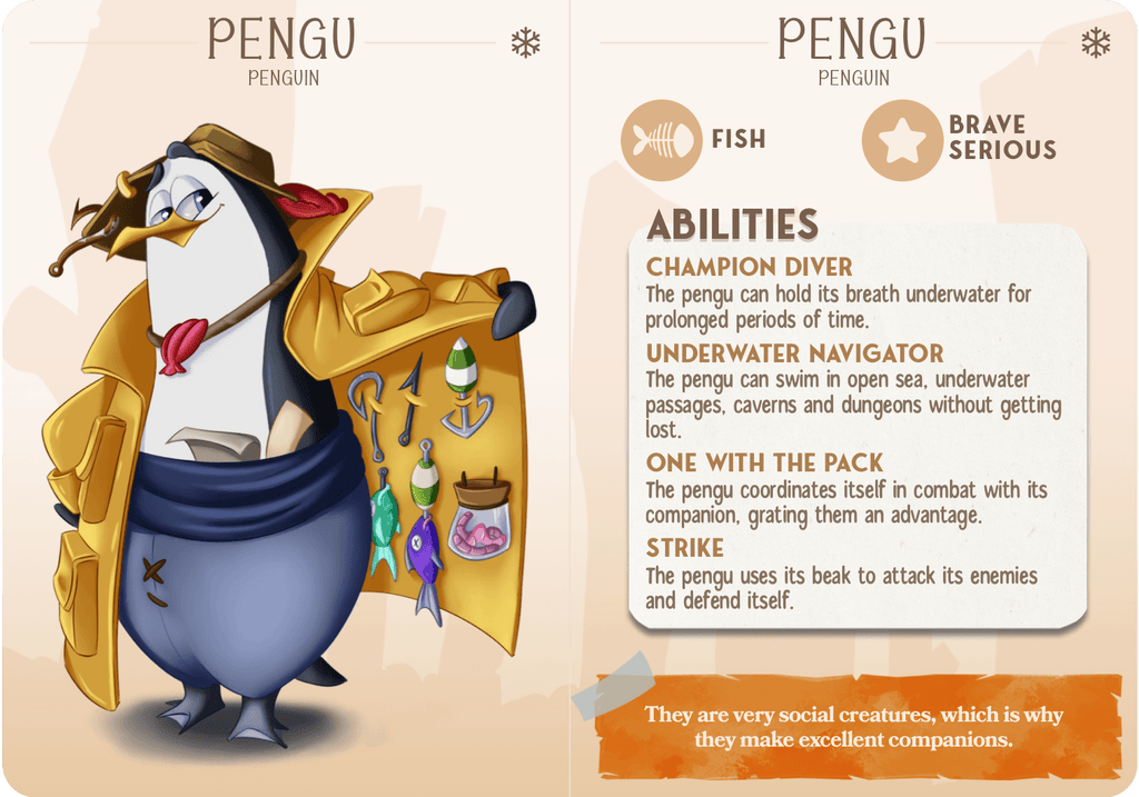 3D Printed Cast n Play Pengu - Peguin Companions 28mm 32mm D&D