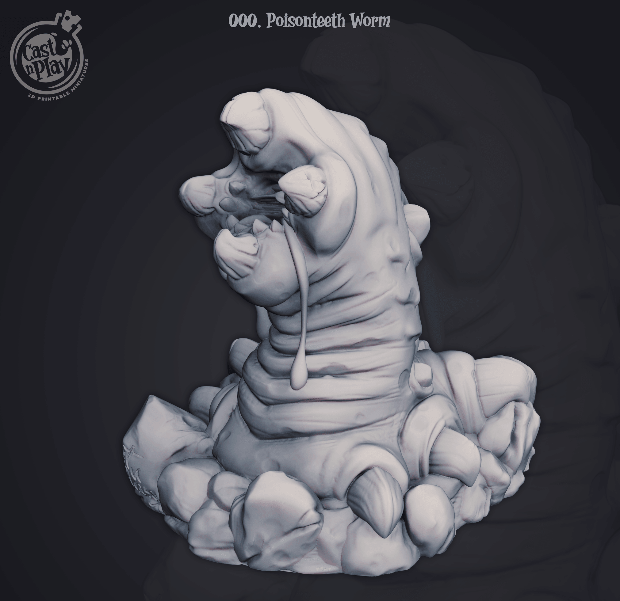 3D Printed Cast n Play Poisonteeth Worm 28mm 32mm D&D