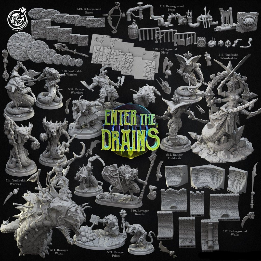 3D Printed Cast n Play Ravager Guards Enter the Drains 28mm 32mm D&D