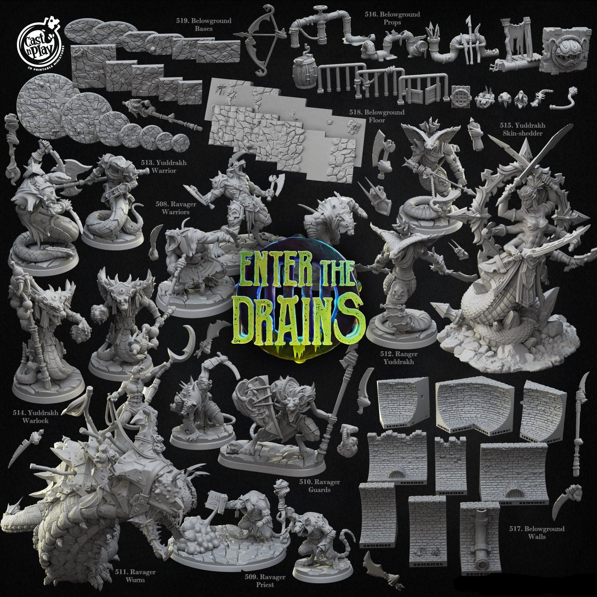 3D Printed Cast n Play Ravager Guards Enter the Drains 28mm 32mm D&D