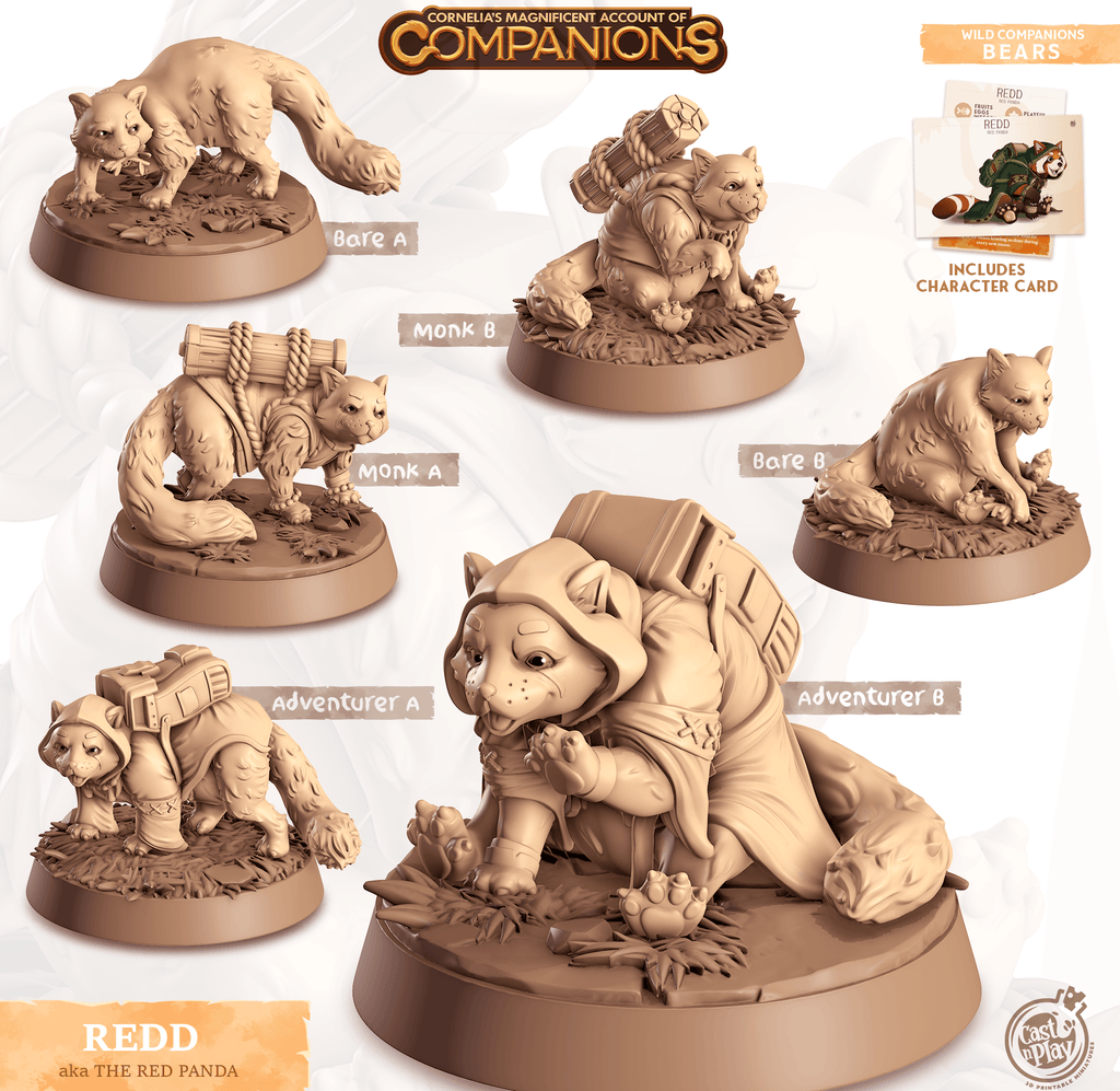 3D Printed Cast n Play Redd - Red Panda Companions 28mm 32mm D&D