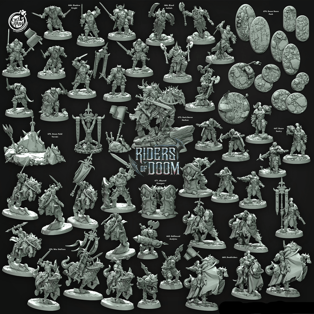 3D Printed Cast n Play Riders of Doom - Doom Bases 28mm 32mm D&D